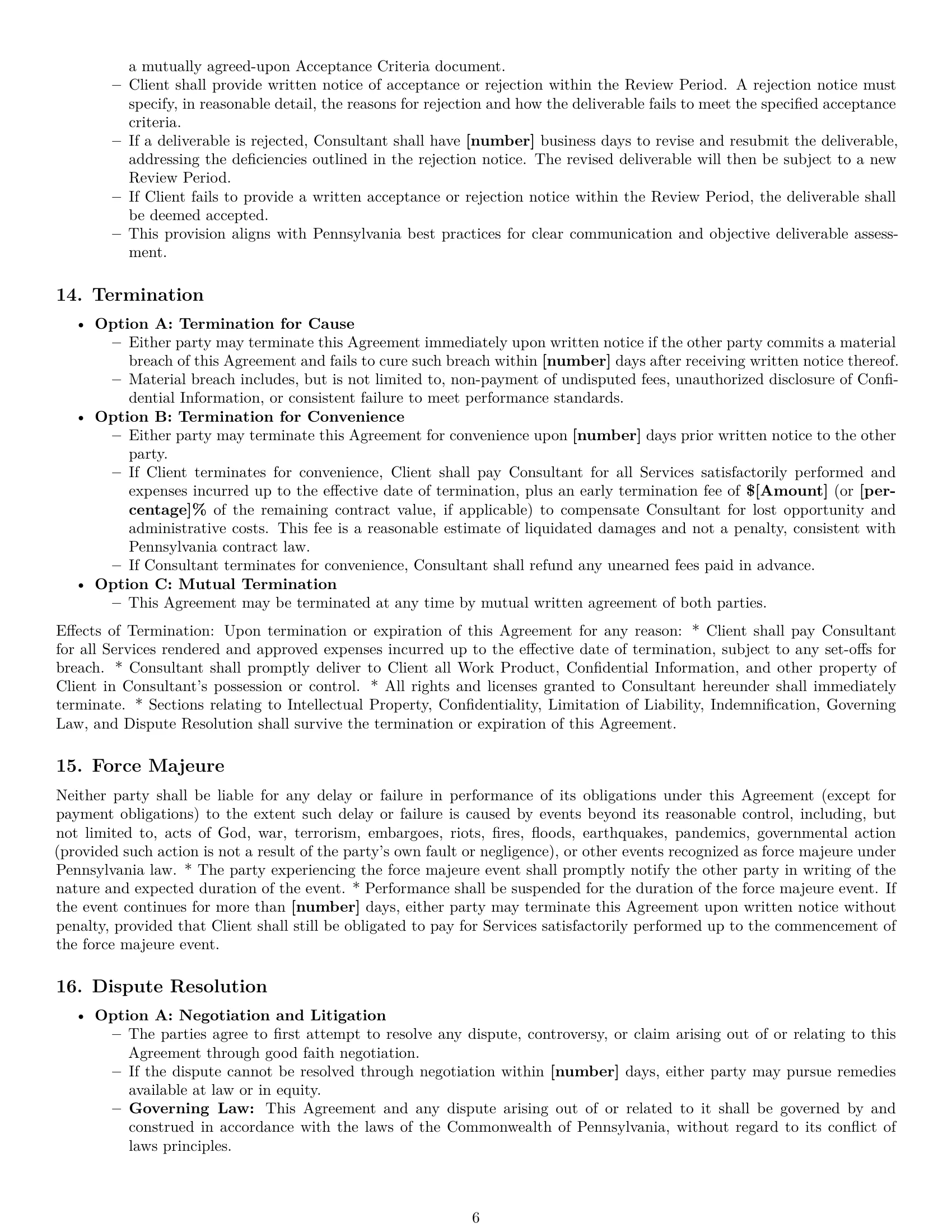 Preview page 6 of Pro Pennsylvania consulting service contract template