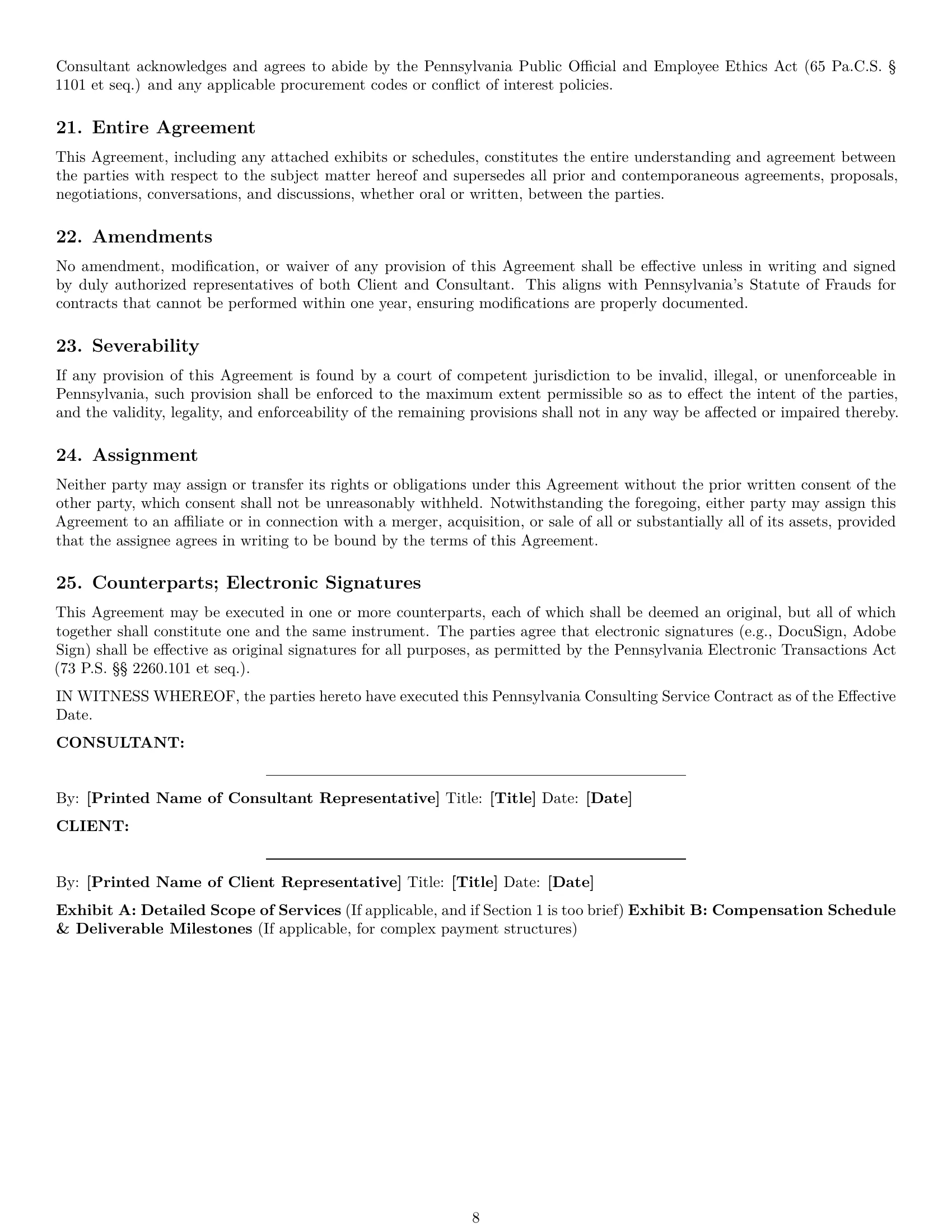 Preview page 8 of Pro Pennsylvania consulting service contract template