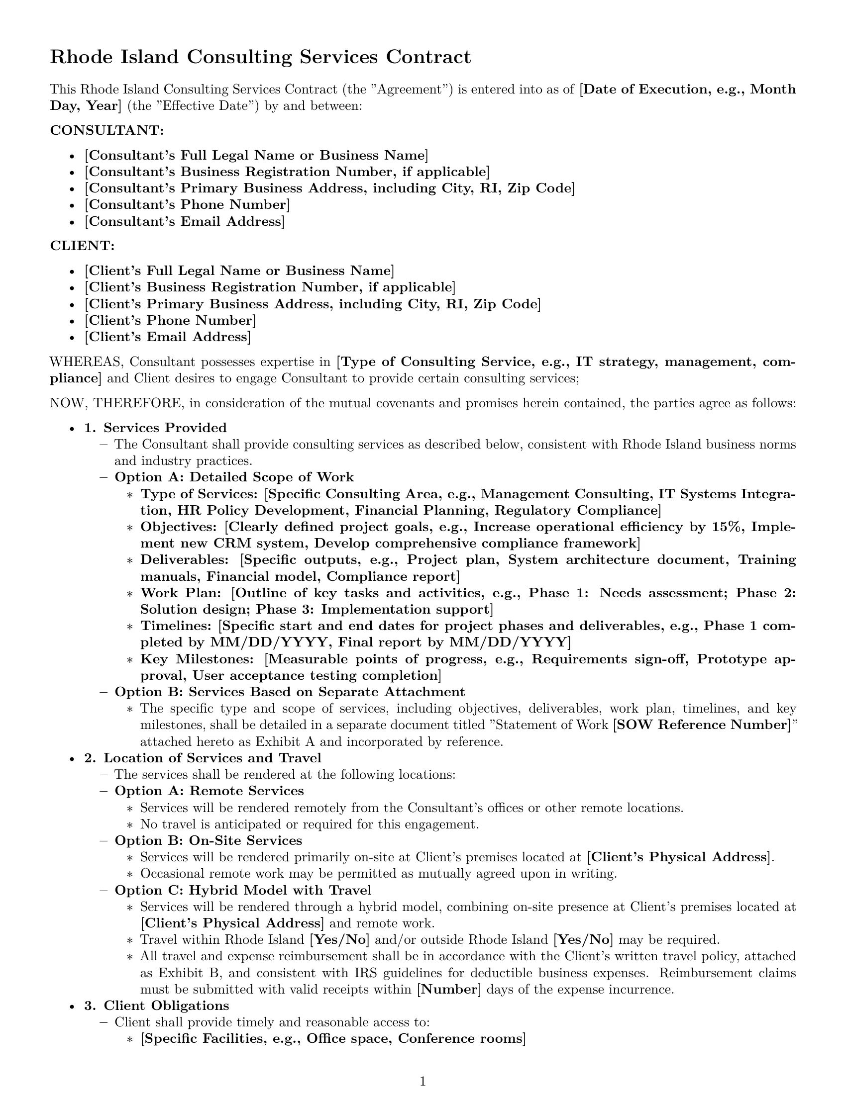 Preview page 1 of Pro Rhode Island consulting service contract template
