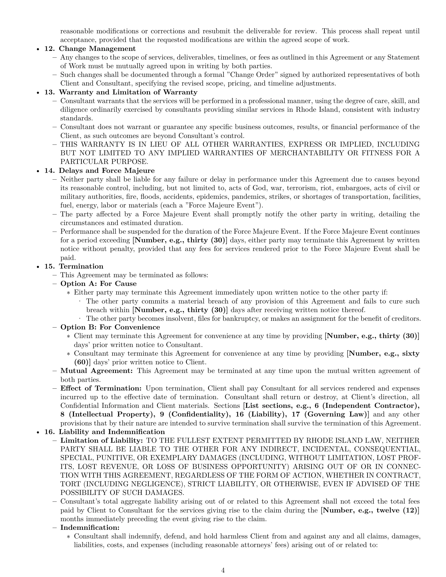 Preview page 4 of Pro Rhode Island consulting service contract template