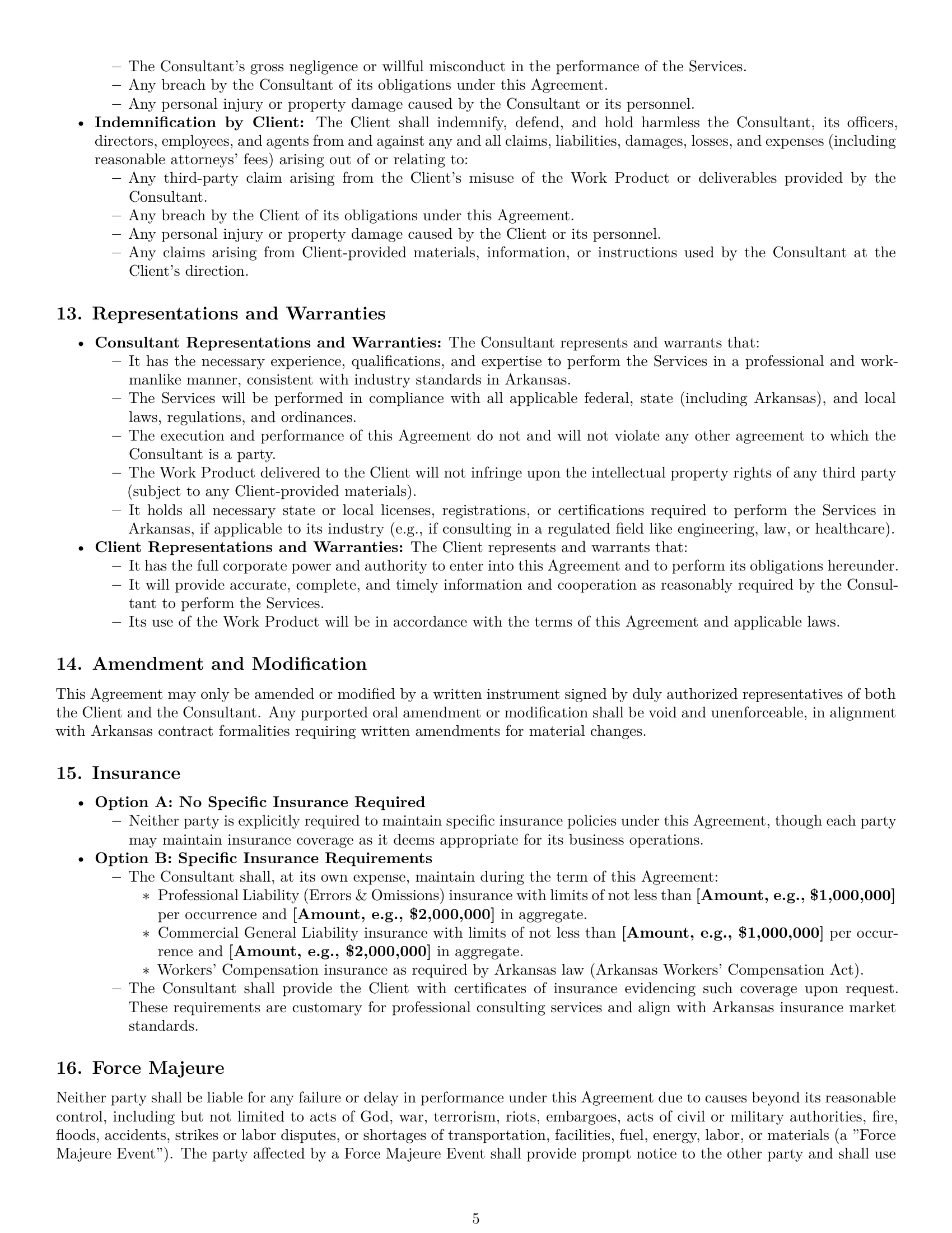 Preview page 5 of Pro Arkansas consulting service contract template