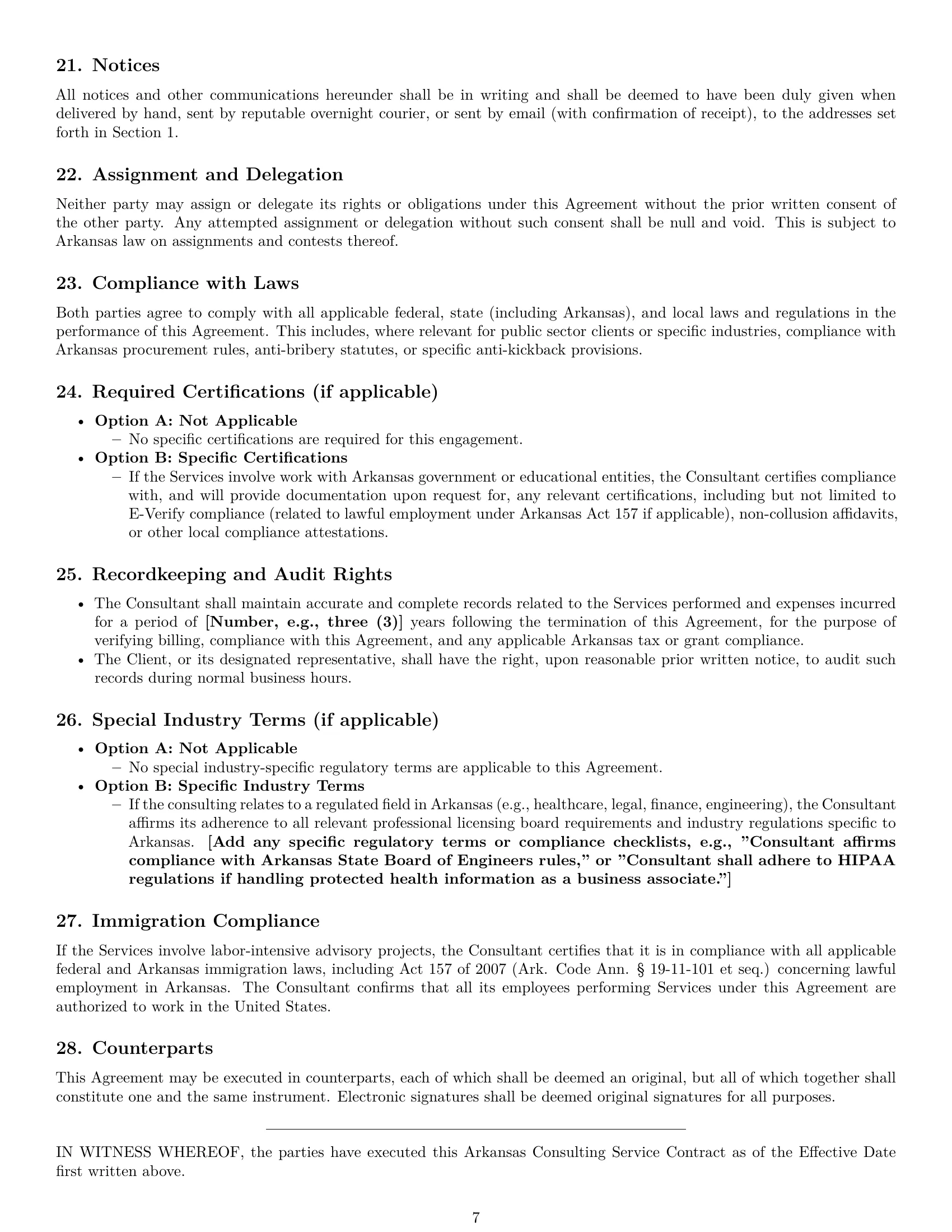 Preview page 7 of Pro Arkansas consulting service contract template