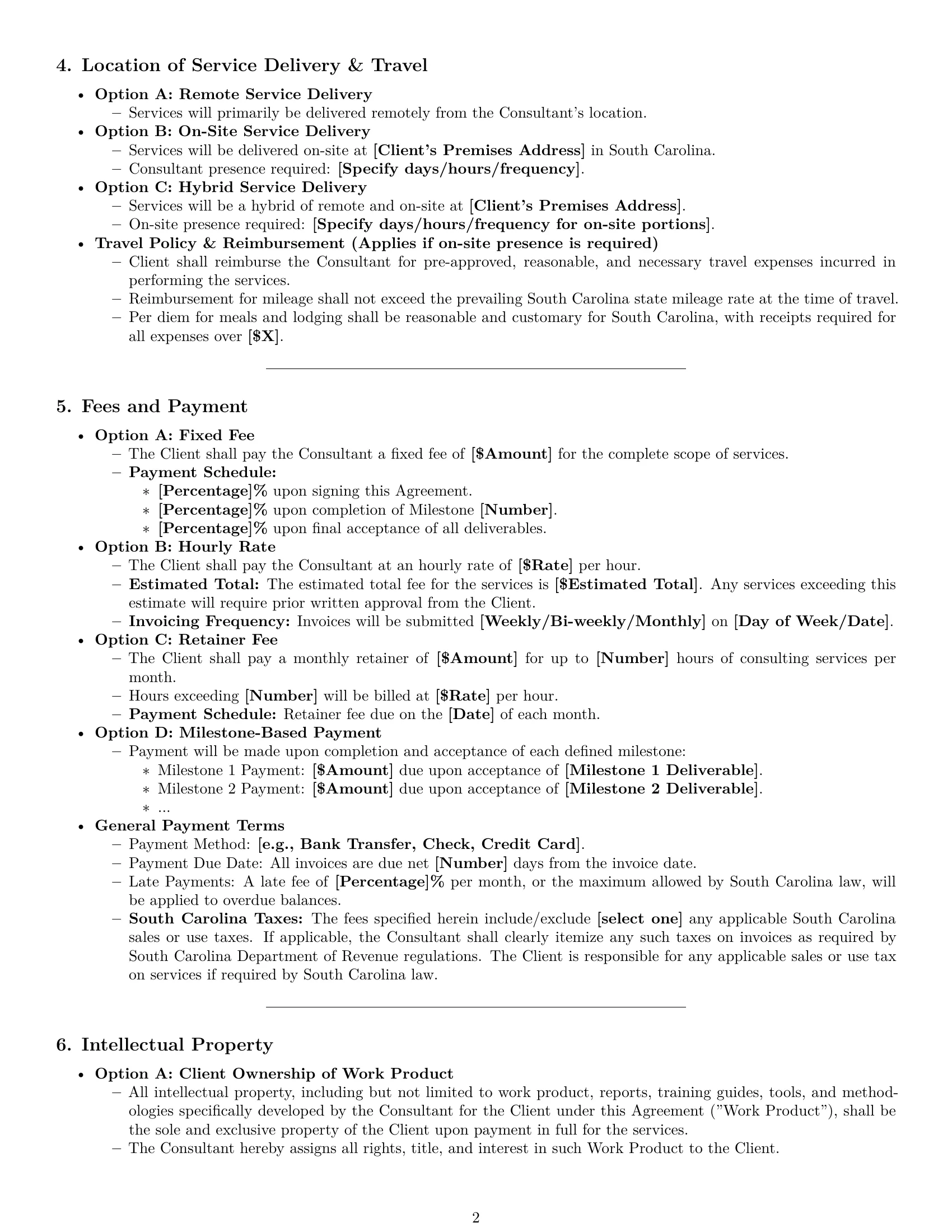 Preview page 2 of Pro South Carolina consulting service contract template