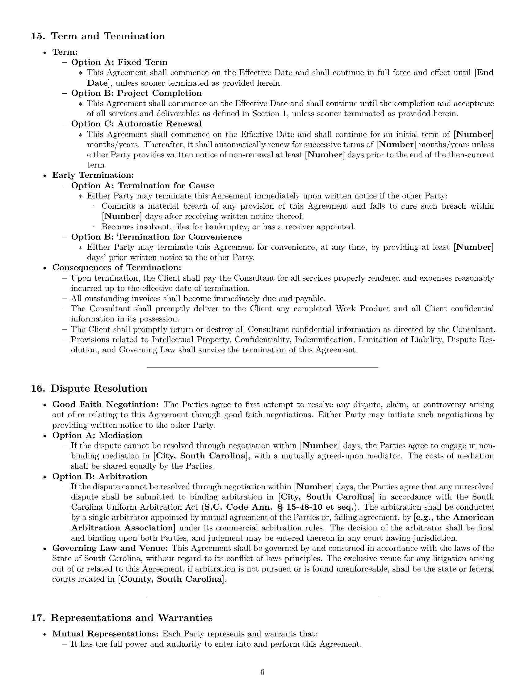 Preview page 6 of Pro South Carolina consulting service contract template