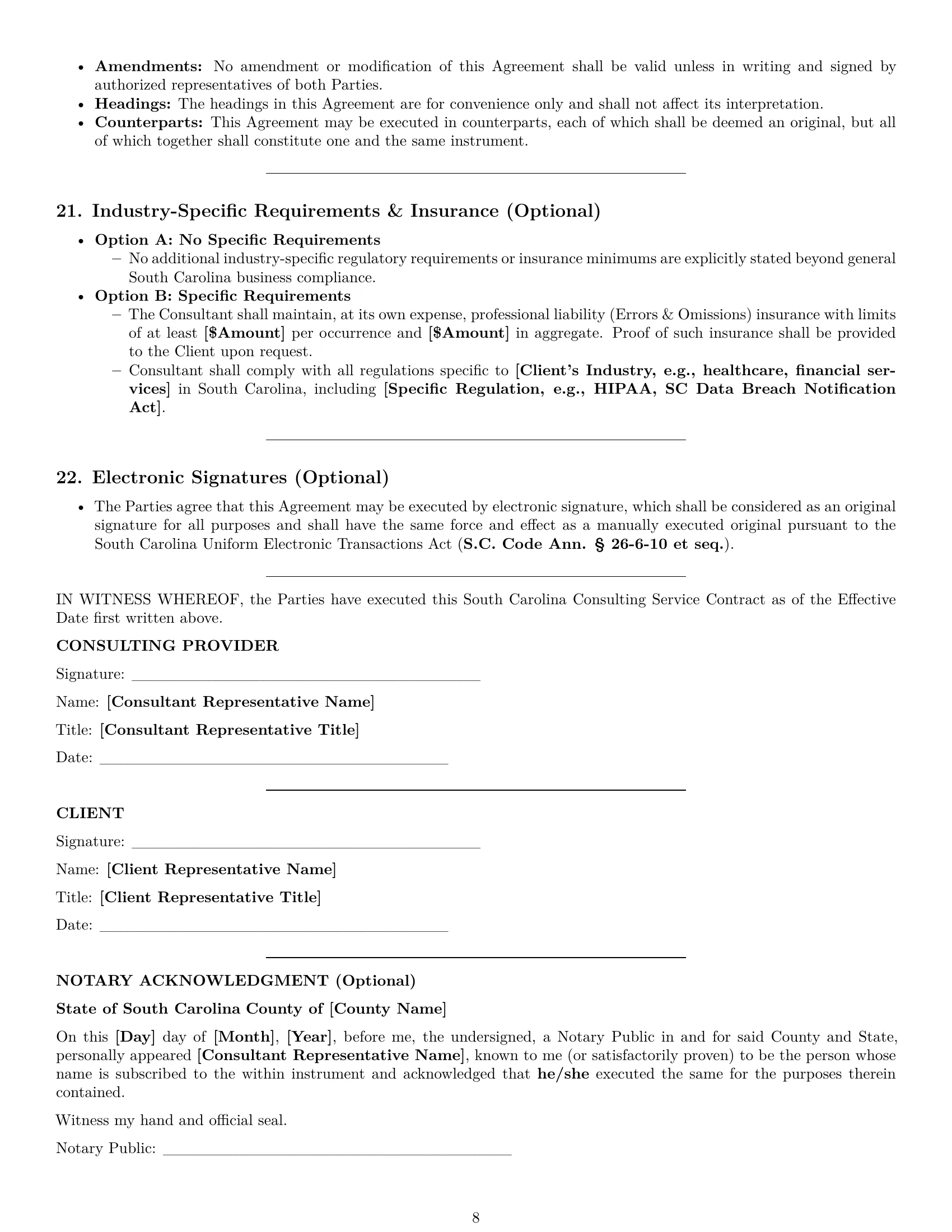 Preview page 8 of Pro South Carolina consulting service contract template