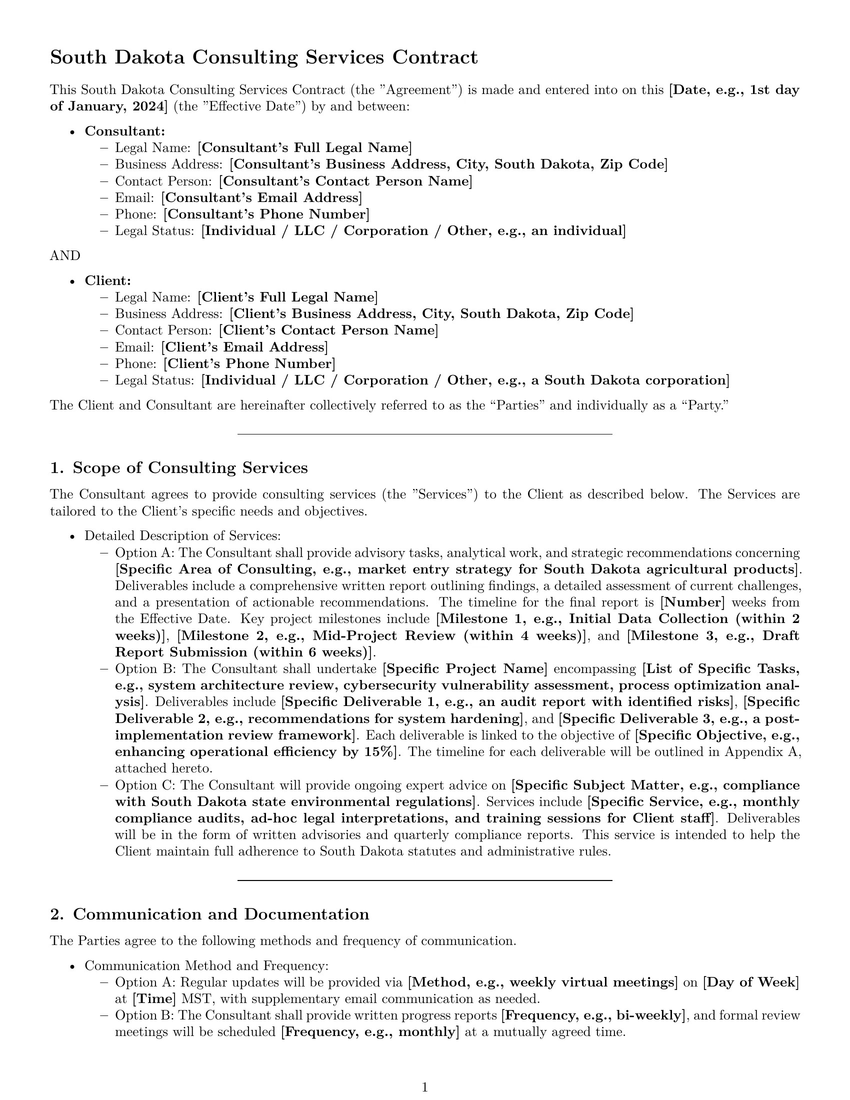 Preview page 1 of Pro South Dakota consulting service contract template