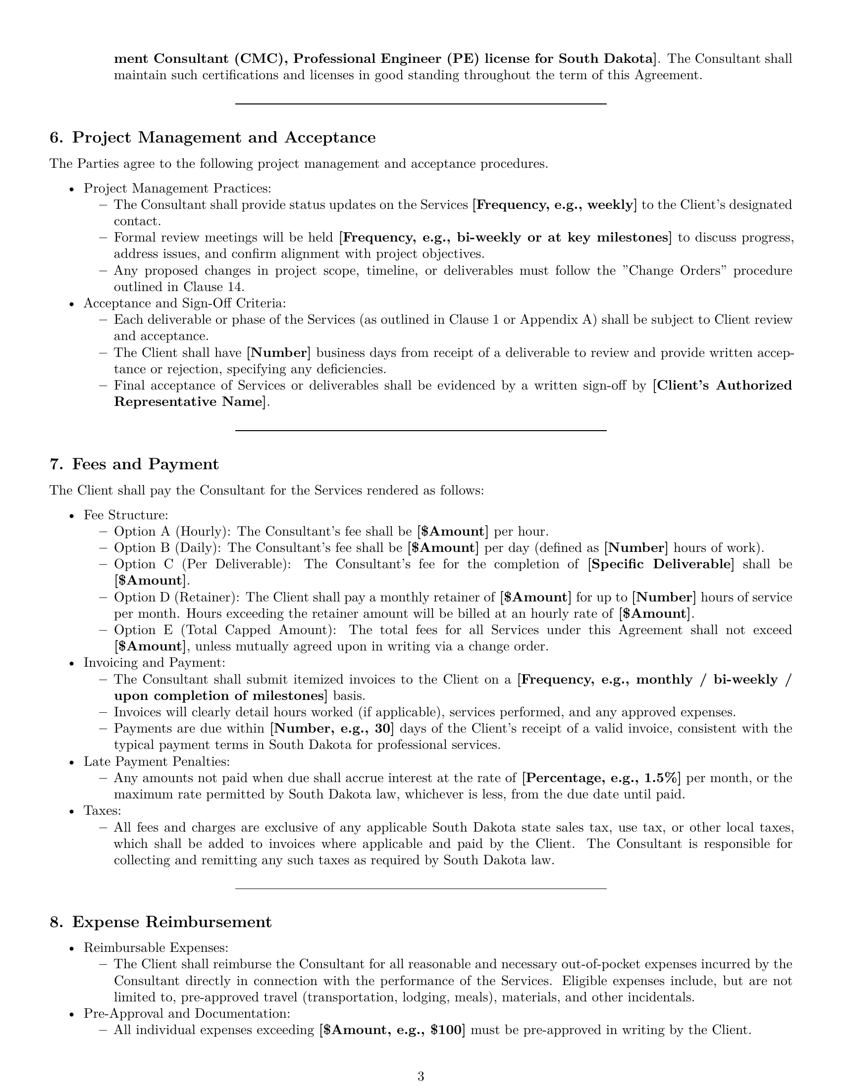 Preview page 3 of Pro South Dakota consulting service contract template