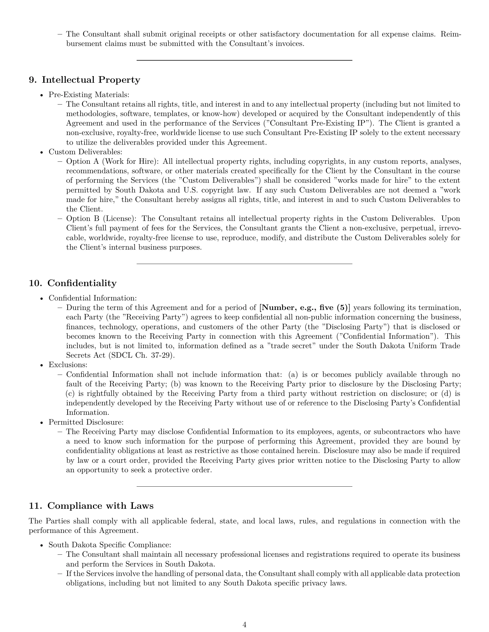 Preview page 4 of Pro South Dakota consulting service contract template