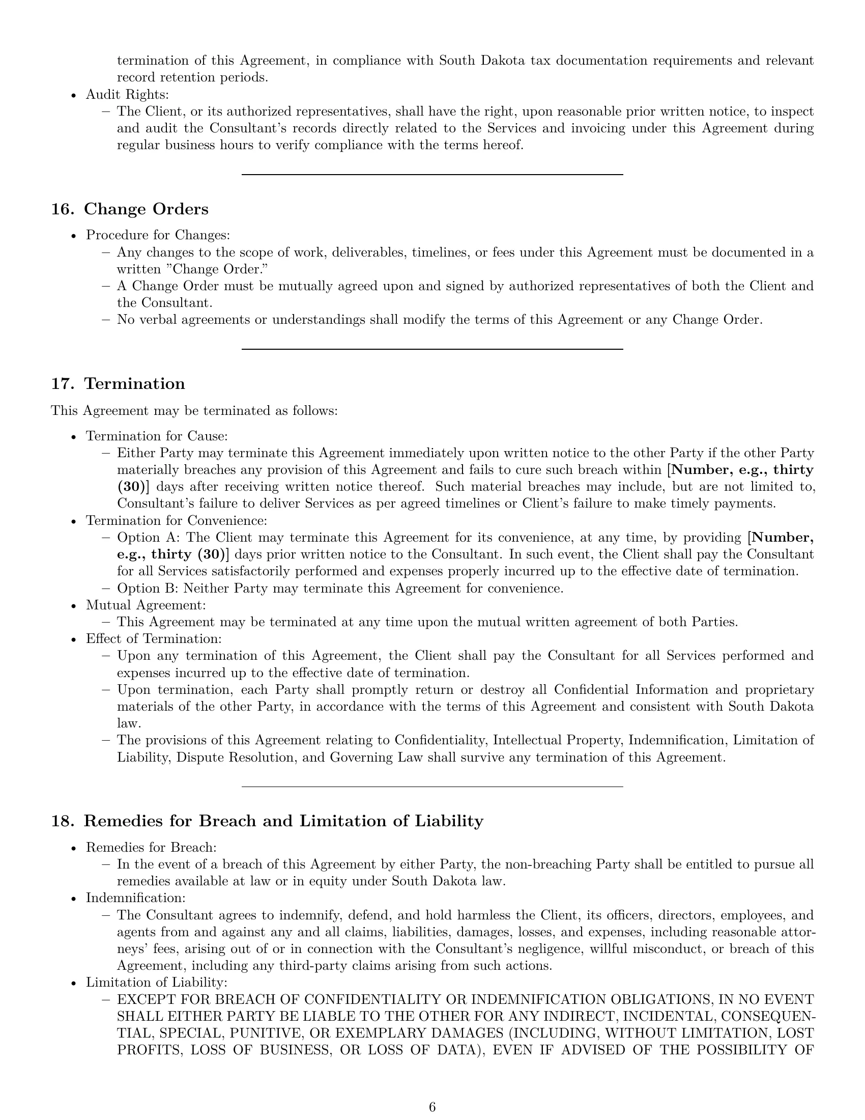 Preview page 6 of Pro South Dakota consulting service contract template