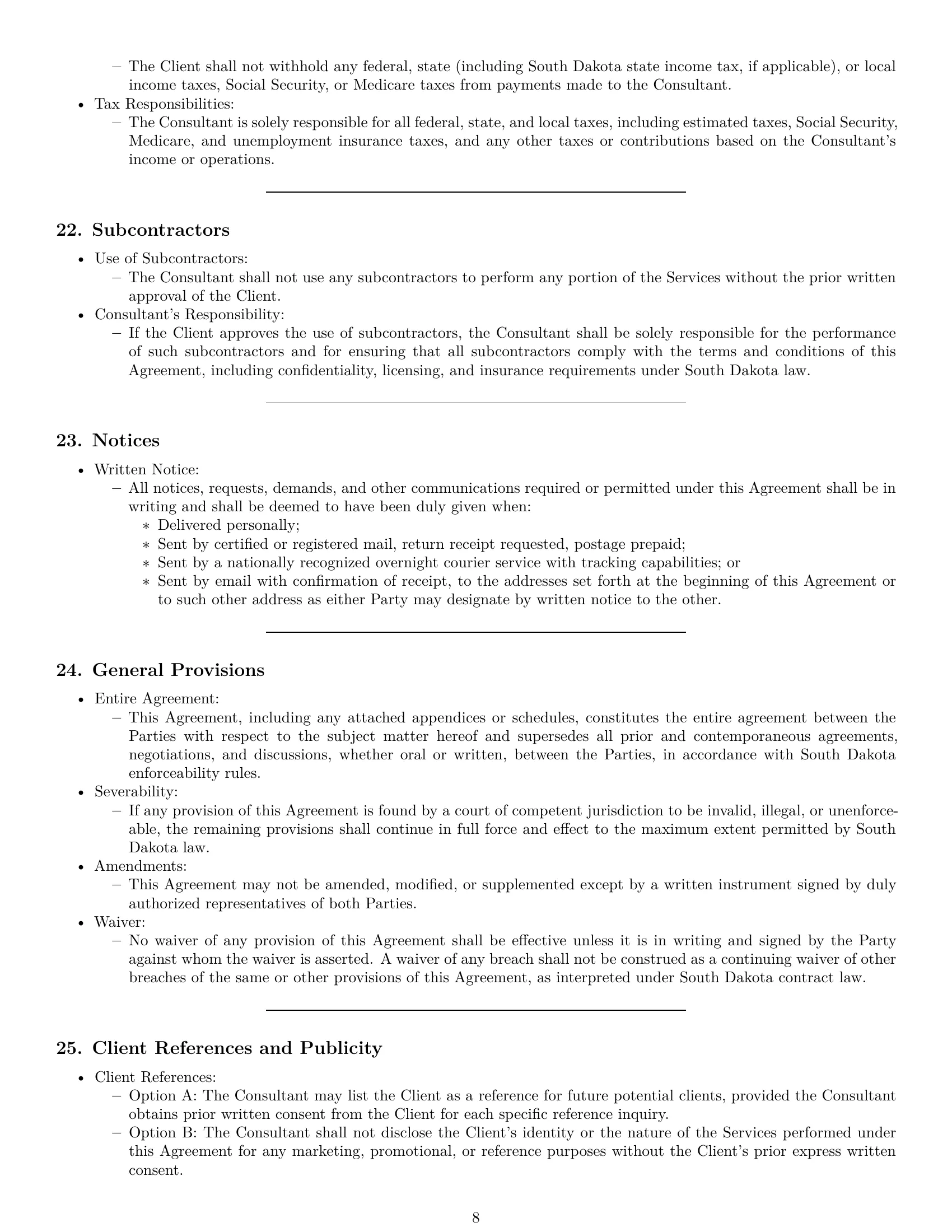 Preview page 8 of Pro South Dakota consulting service contract template