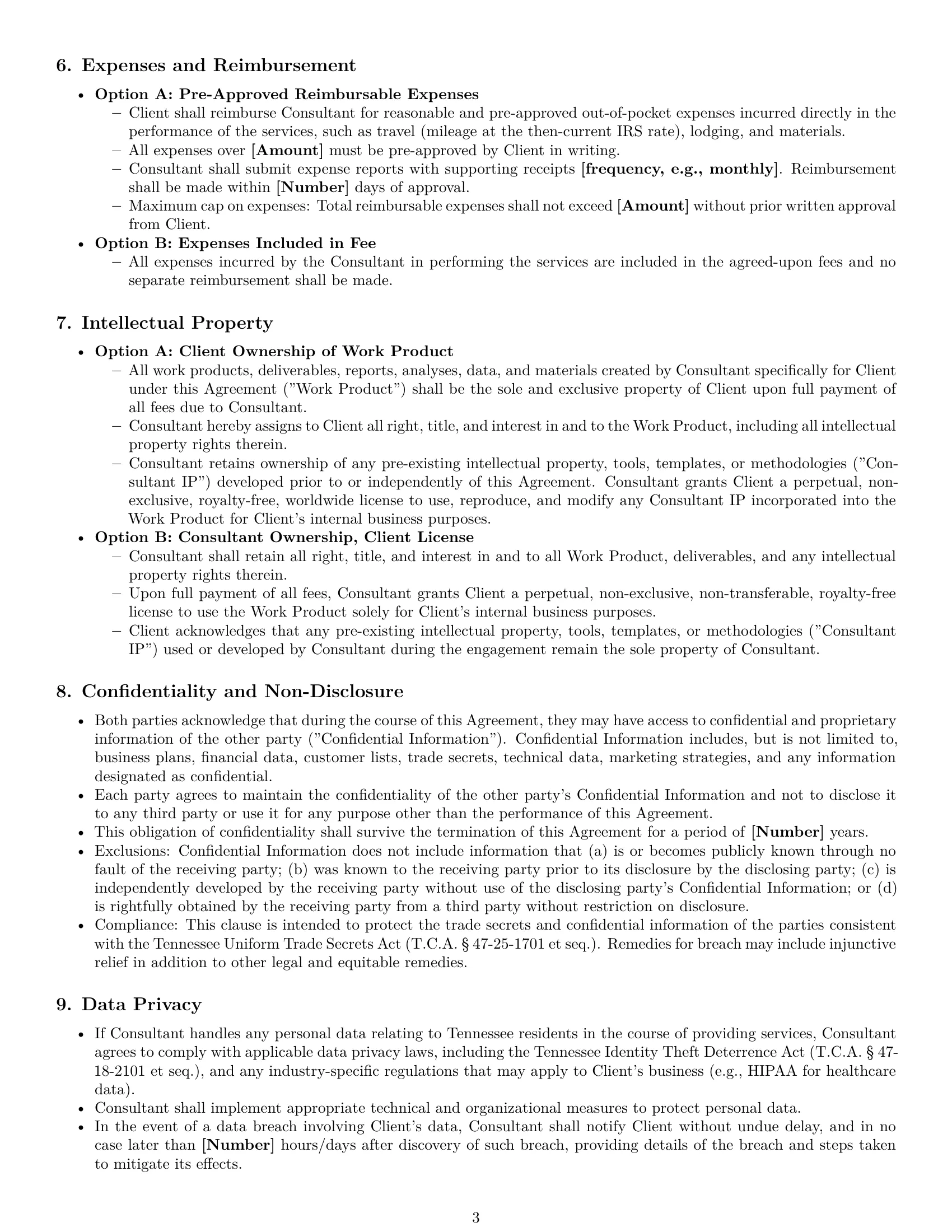 Preview page 3 of Pro Tennessee consulting service contract template