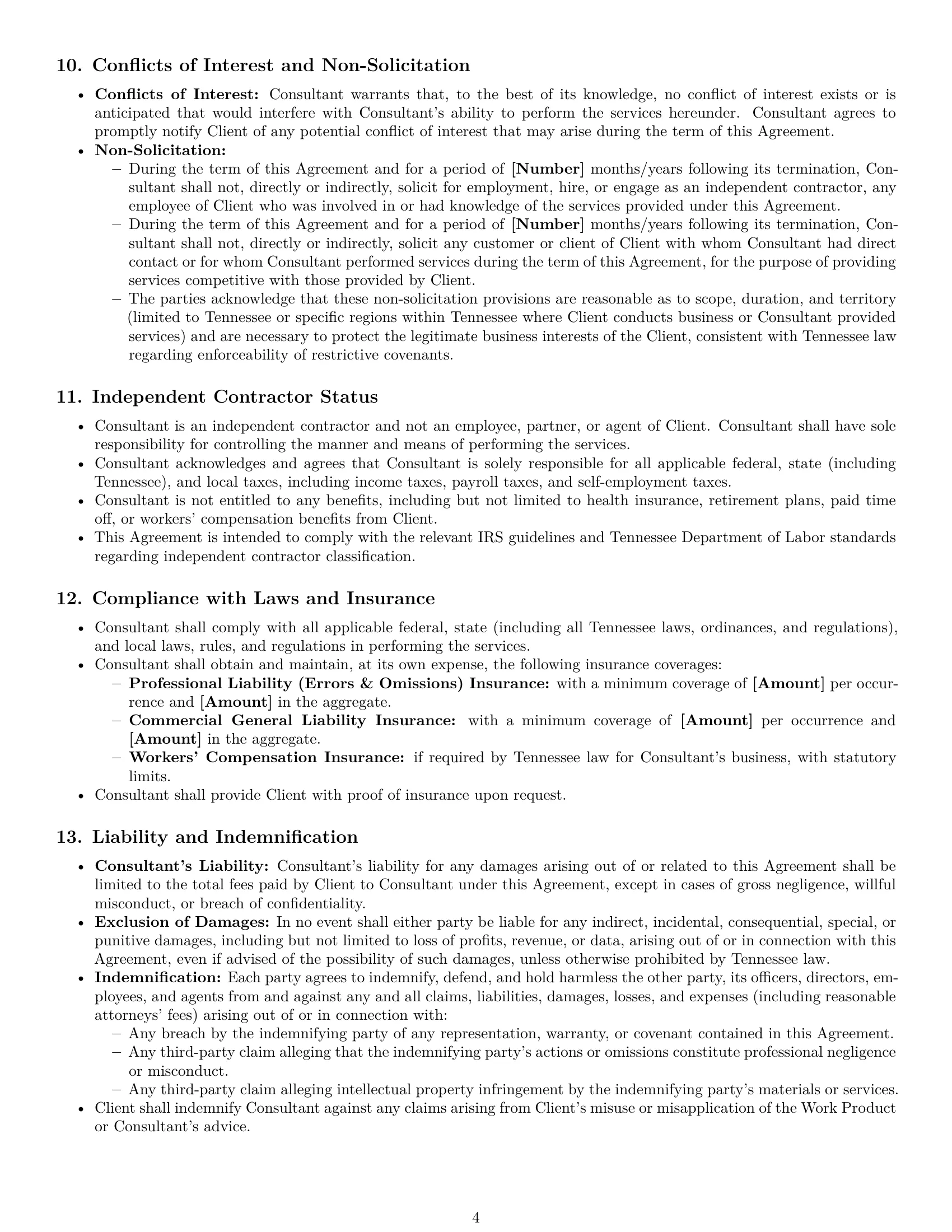 Preview page 4 of Pro Tennessee consulting service contract template