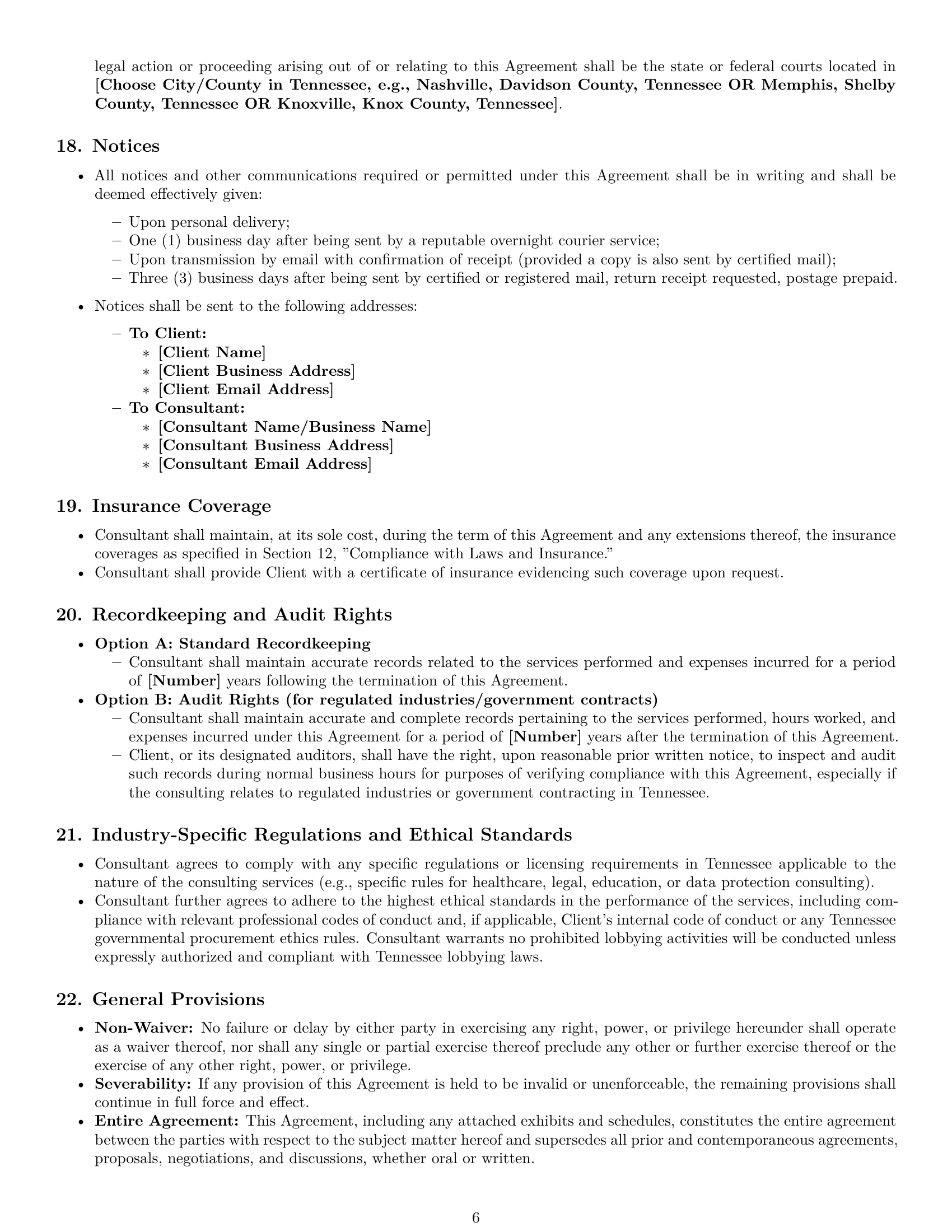 Preview page 6 of Pro Tennessee consulting service contract template