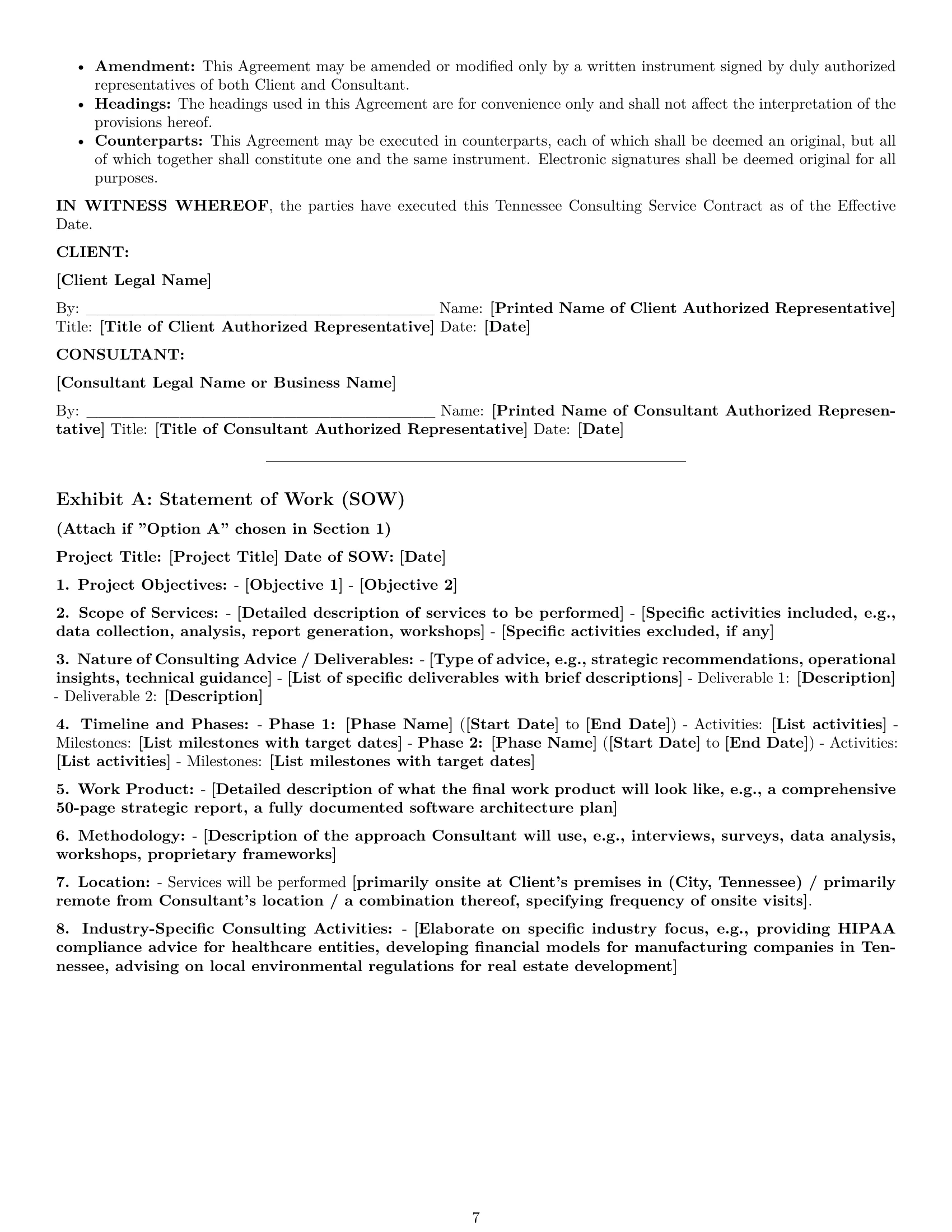 Preview page 7 of Pro Tennessee consulting service contract template