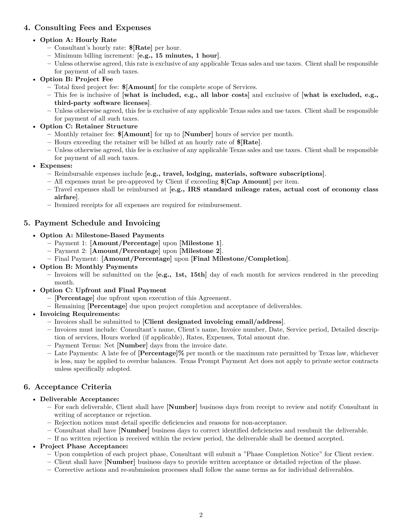 Preview page 2 of Pro Texas consulting service contract template