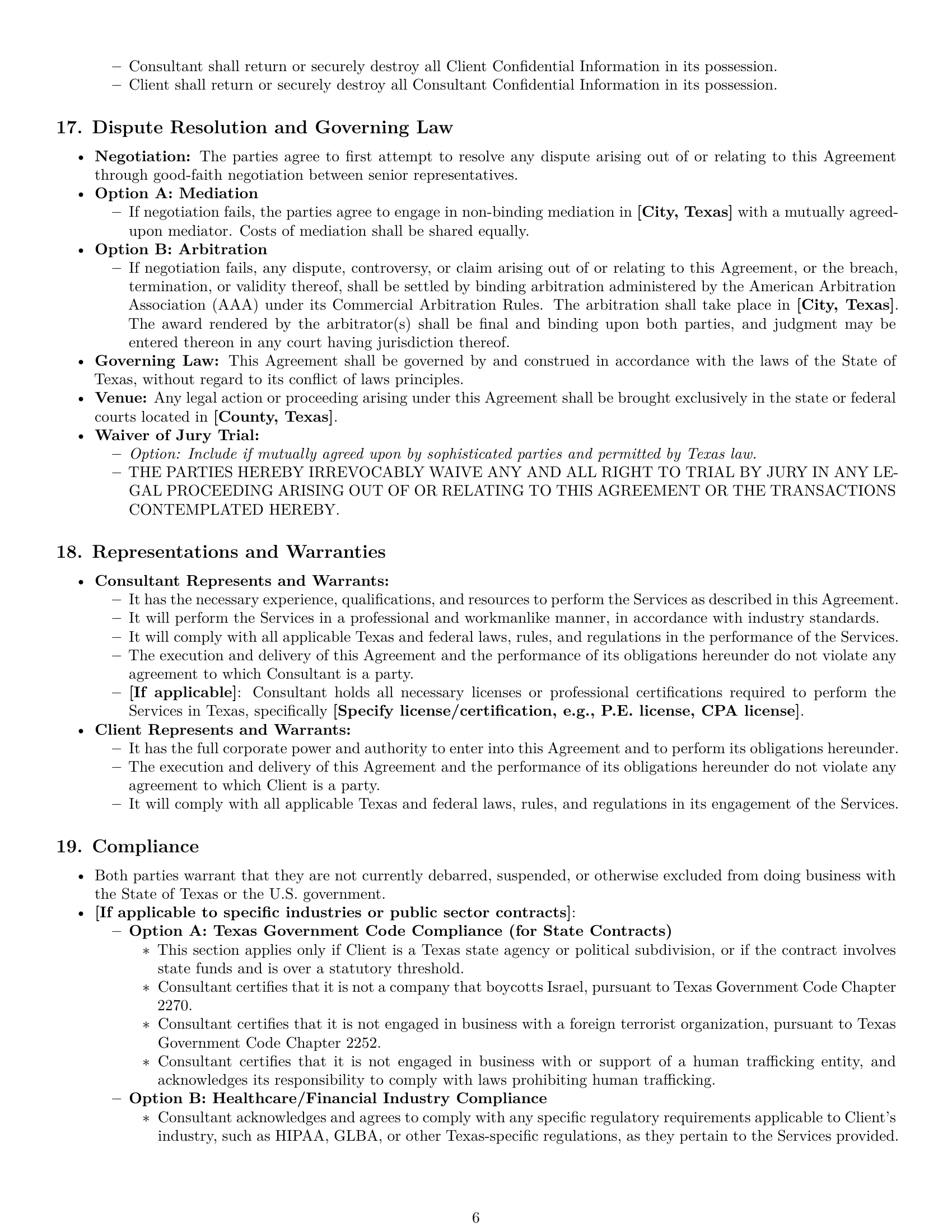 Preview page 6 of Pro Texas consulting service contract template