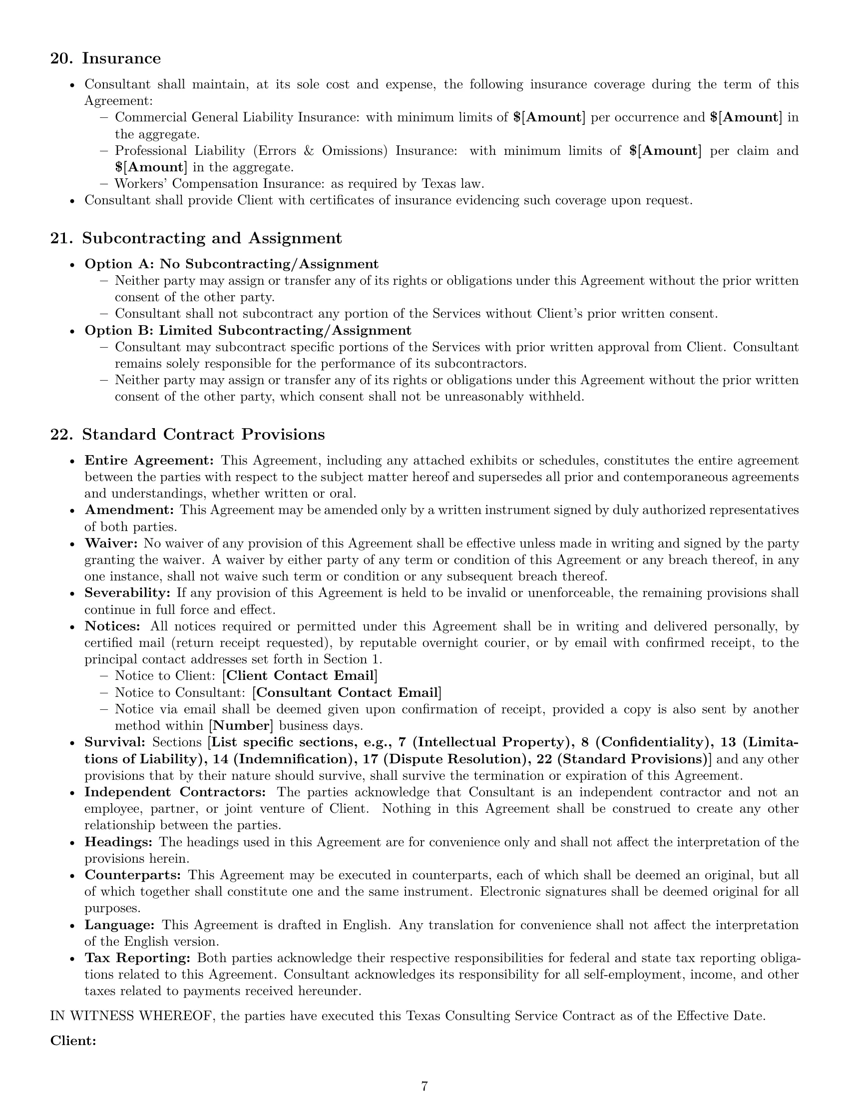 Preview page 7 of Pro Texas consulting service contract template