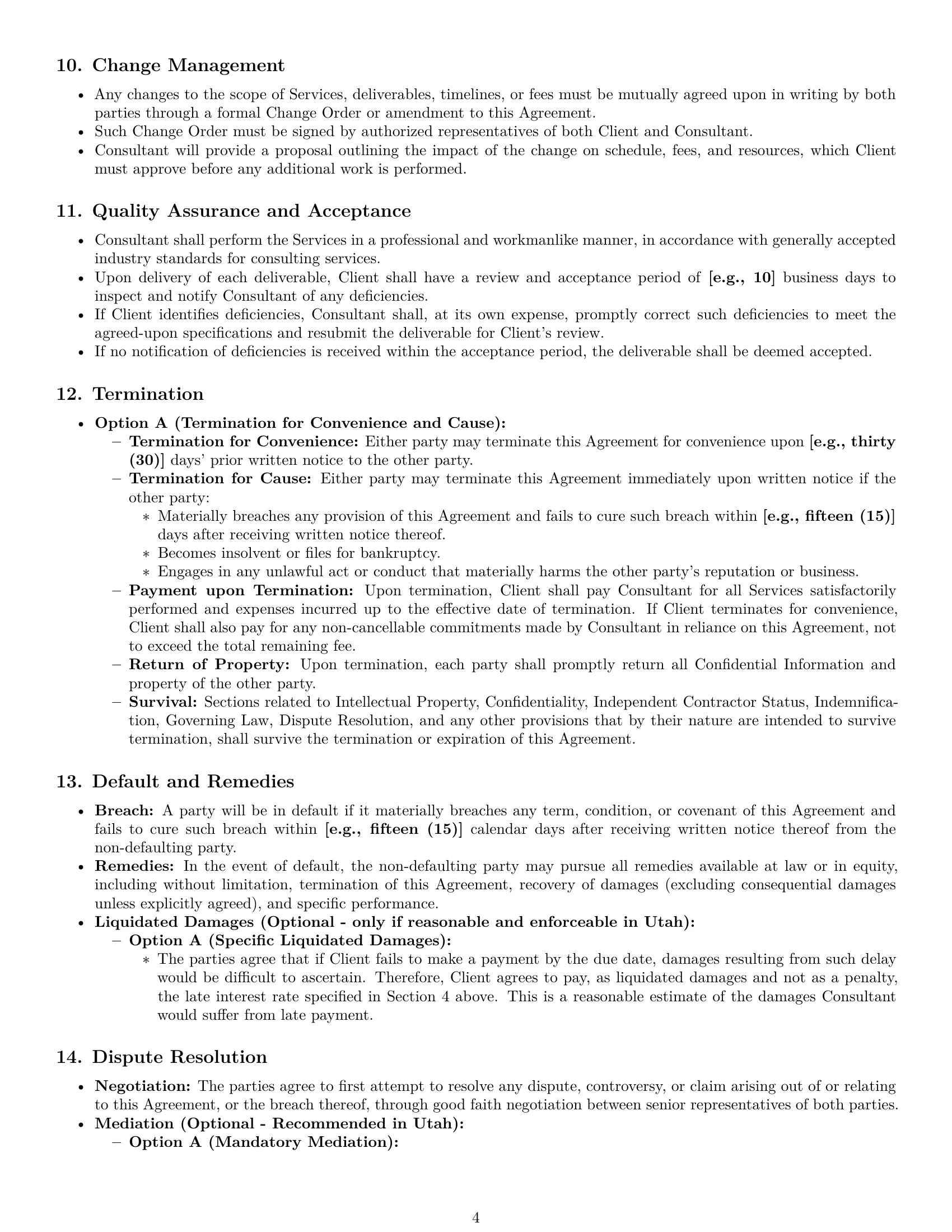 Preview page 4 of Pro Utah consulting service contract template
