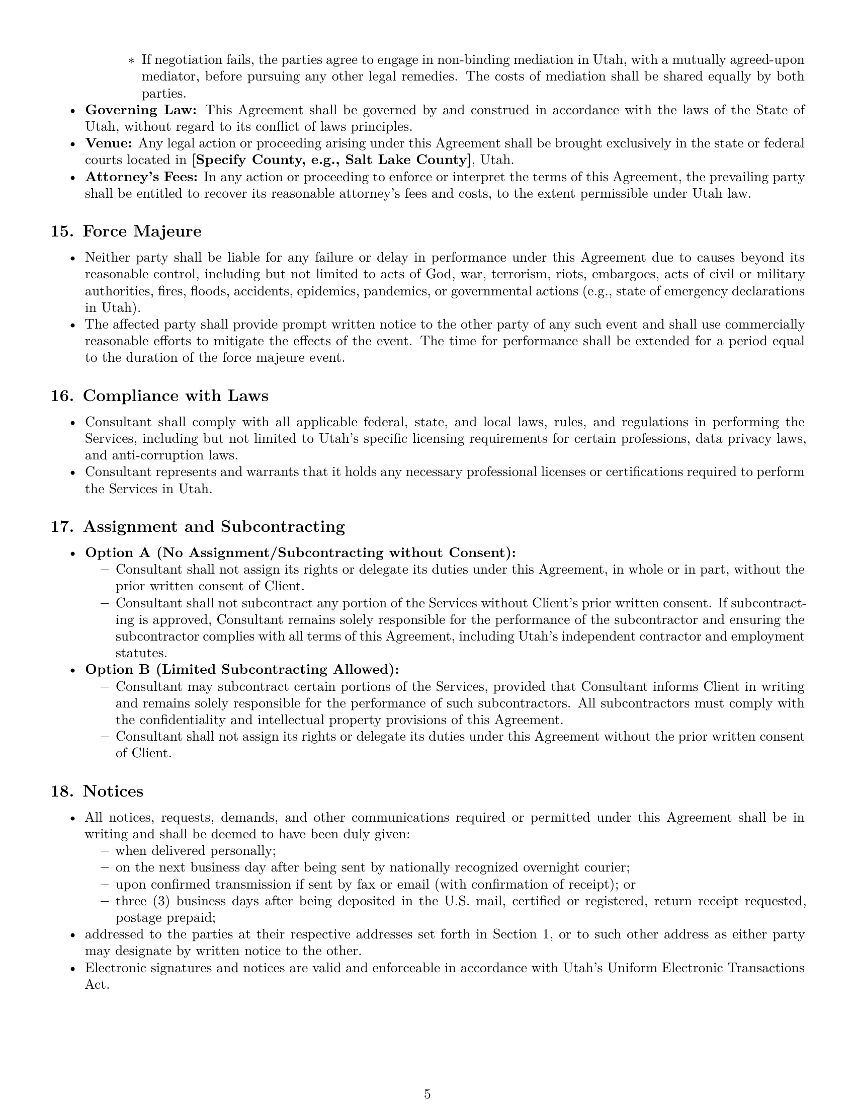 Preview page 5 of Pro Utah consulting service contract template