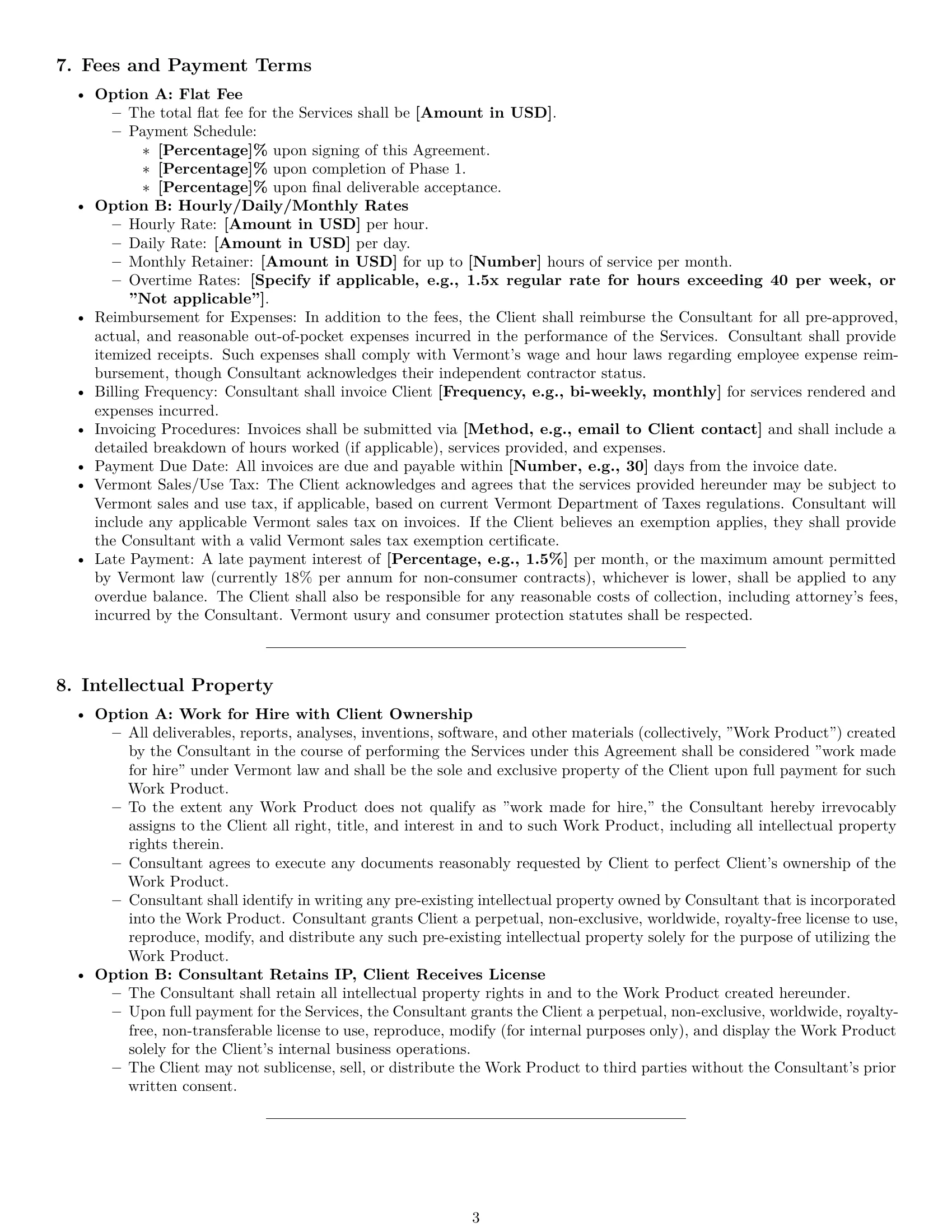 Preview page 3 of Pro Vermont consulting service contract template