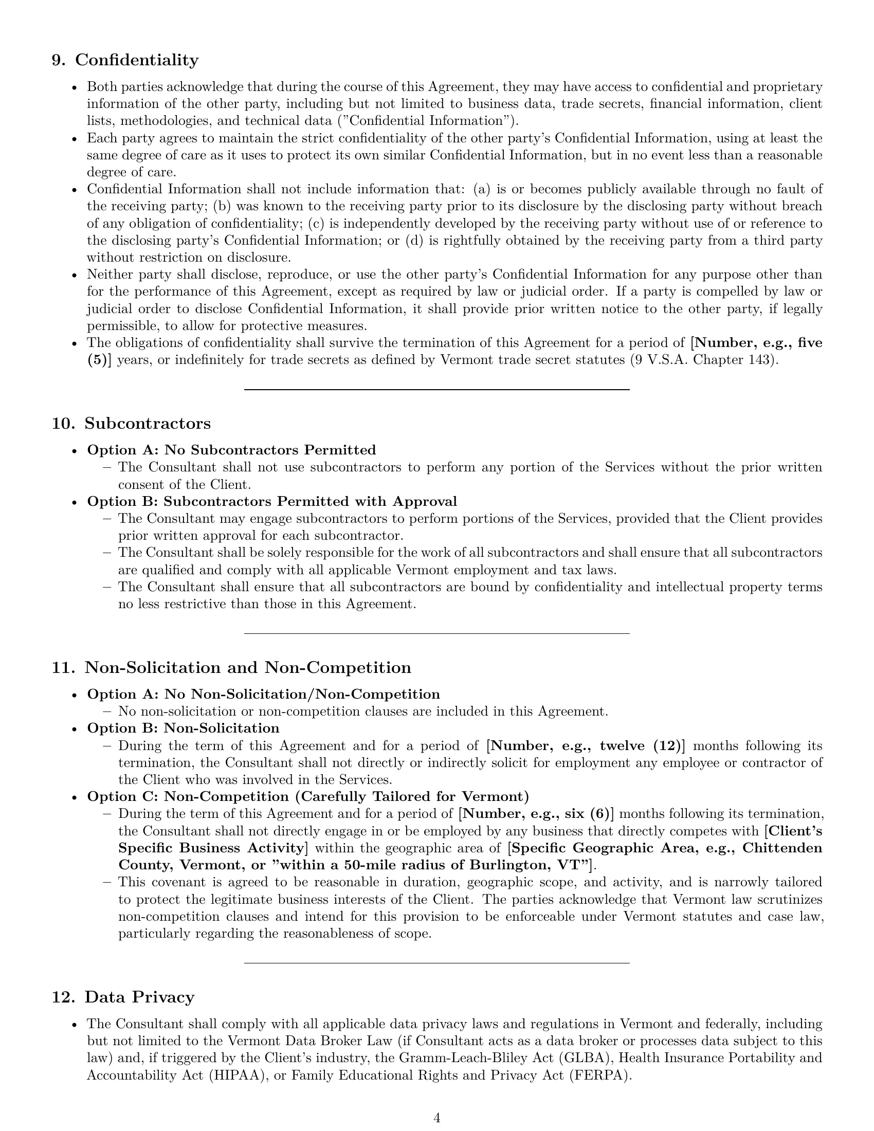 Preview page 4 of Pro Vermont consulting service contract template