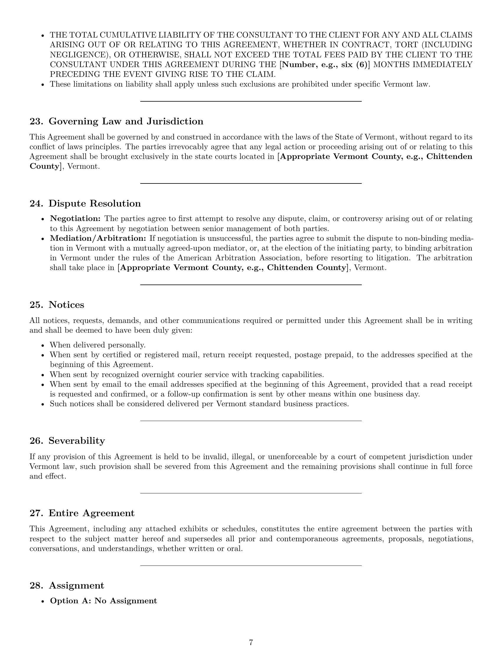 Preview page 7 of Pro Vermont consulting service contract template