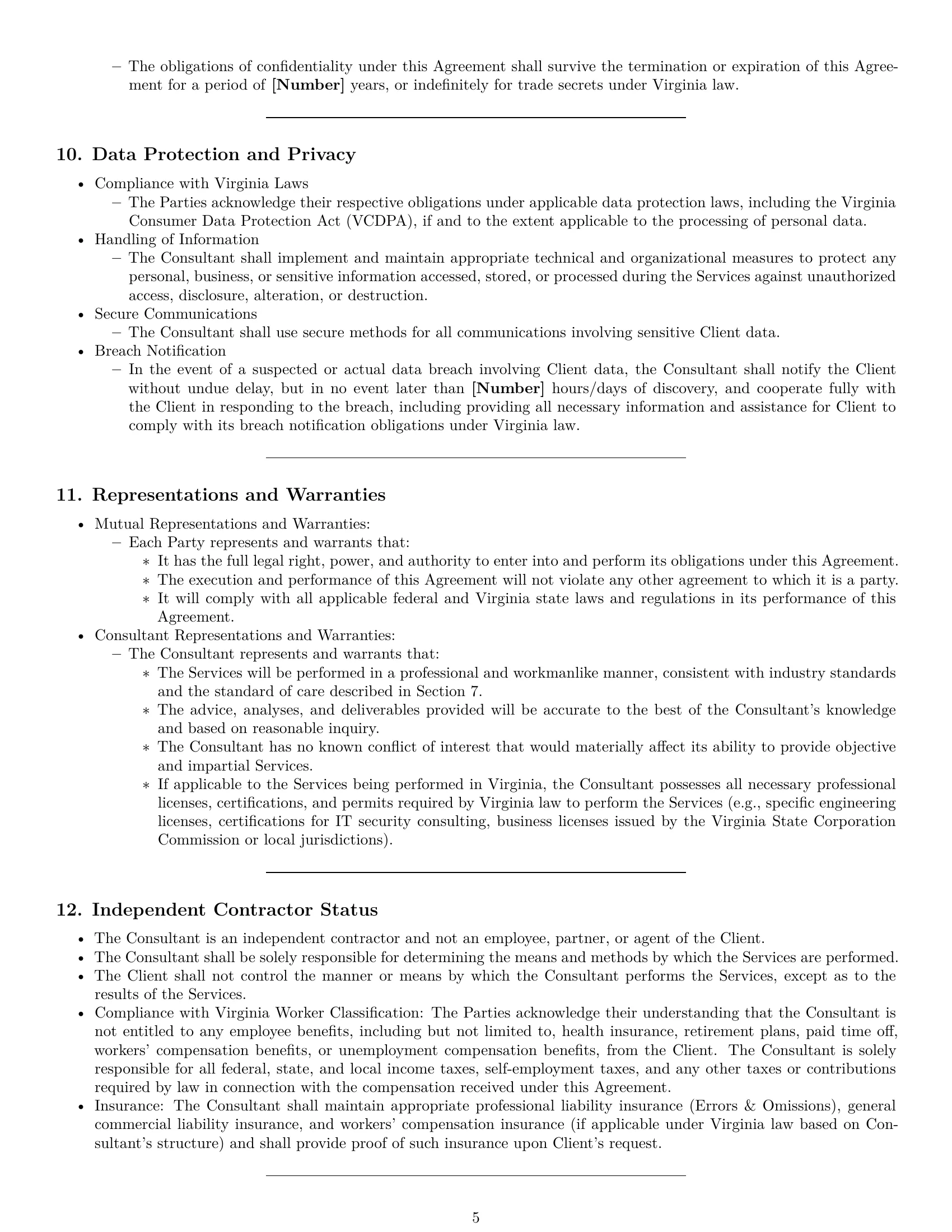 Preview page 5 of Pro Virginia consulting service contract template