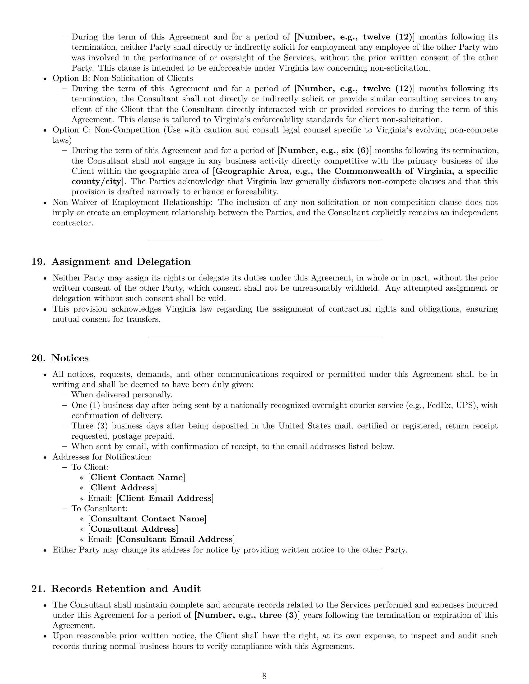 Preview page 8 of Pro Virginia consulting service contract template