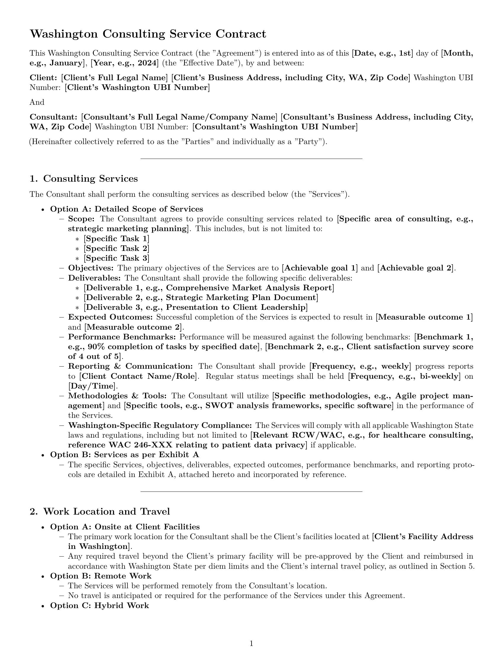 Preview page 1 of Pro Washington consulting service contract template