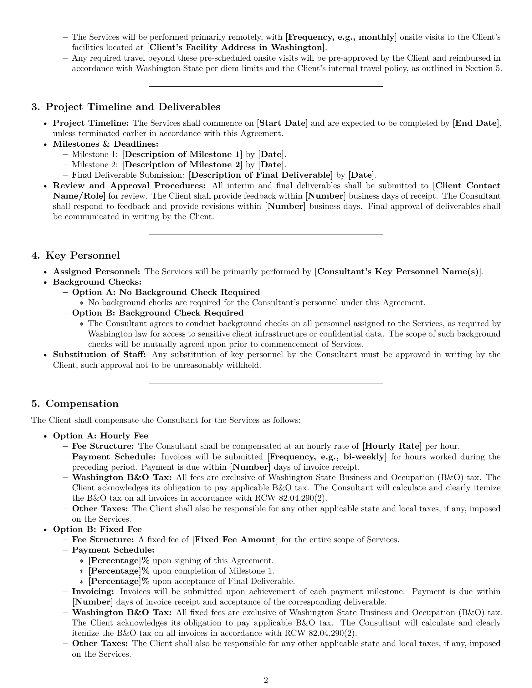 Preview page 2 of Pro Washington consulting service contract template
