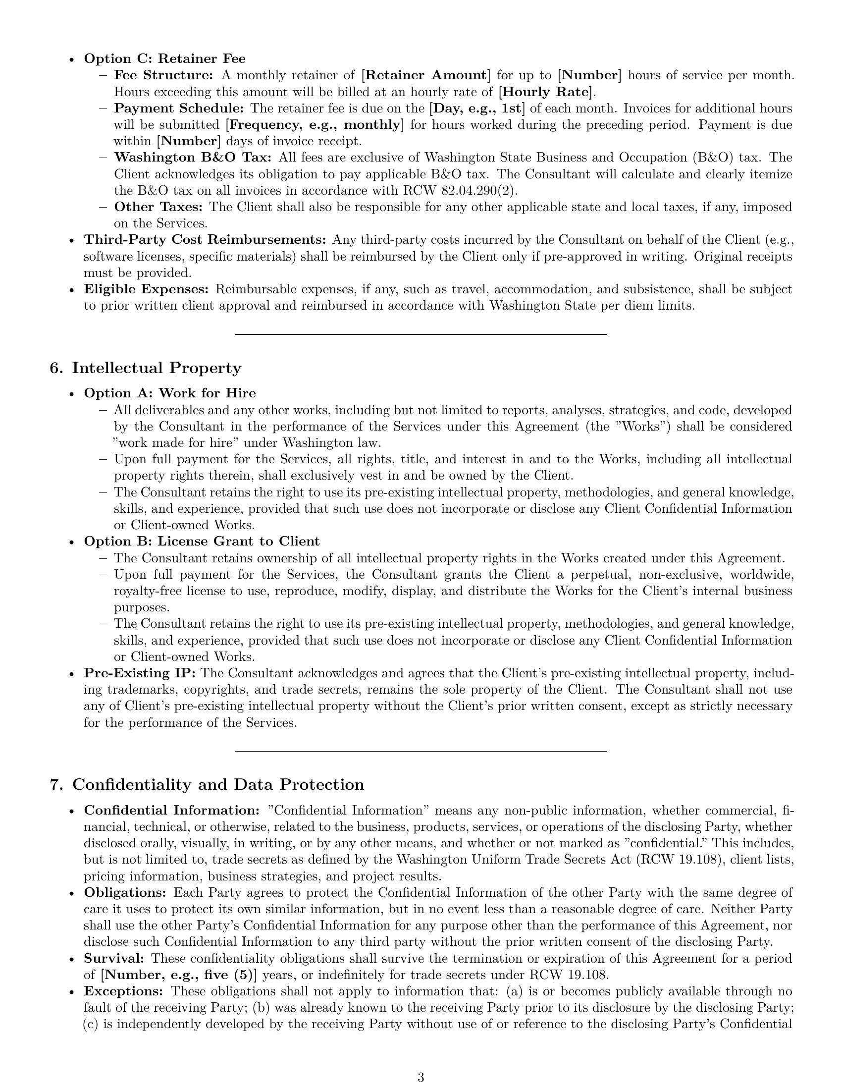 Preview page 3 of Pro Washington consulting service contract template