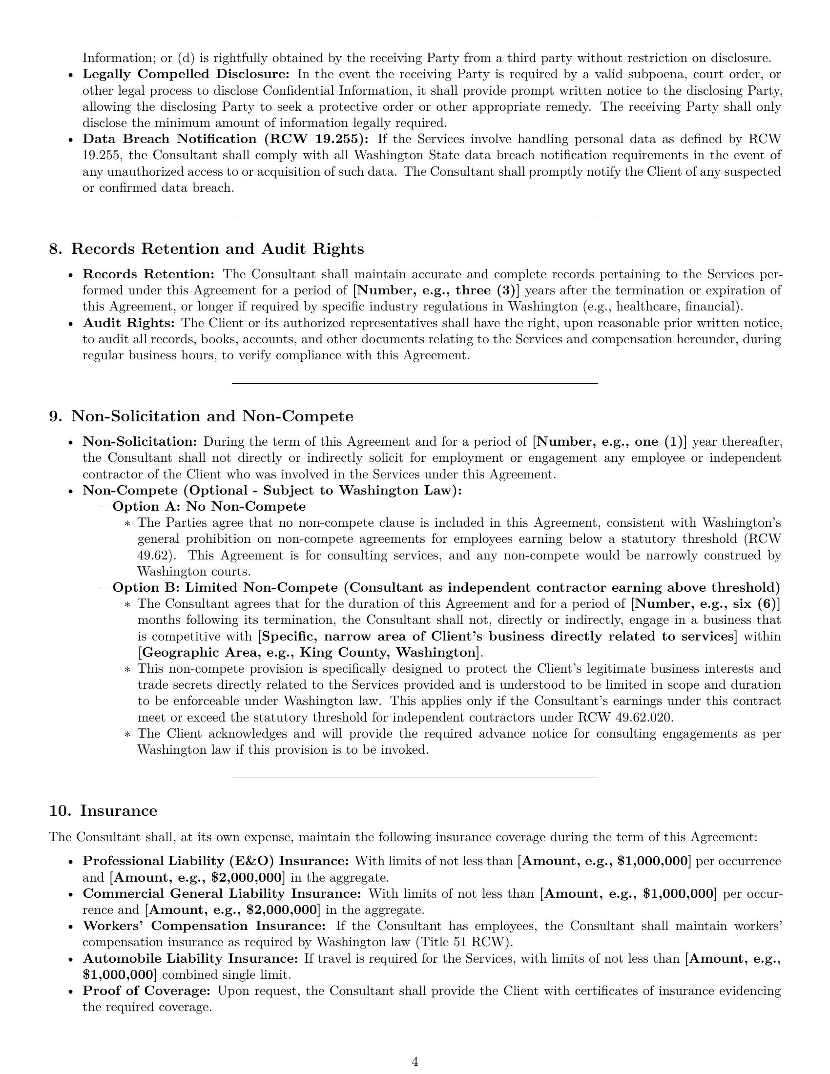Preview page 4 of Pro Washington consulting service contract template