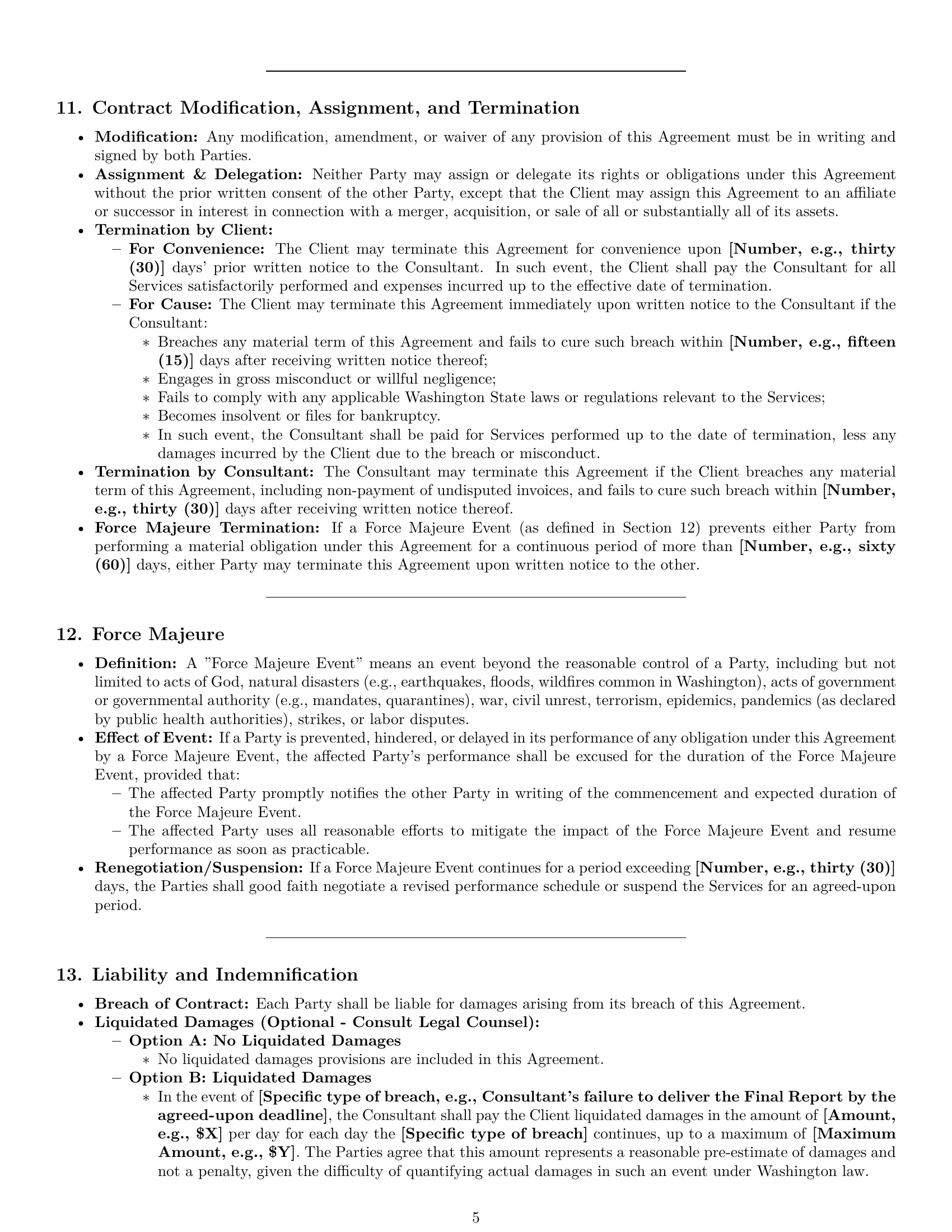 Preview page 5 of Pro Washington consulting service contract template