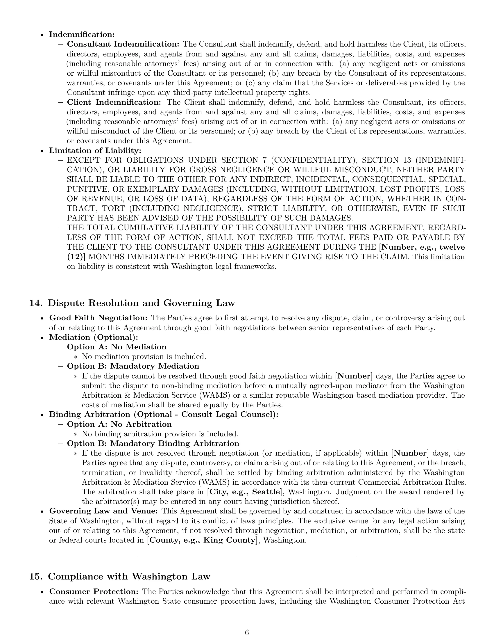 Preview page 6 of Pro Washington consulting service contract template