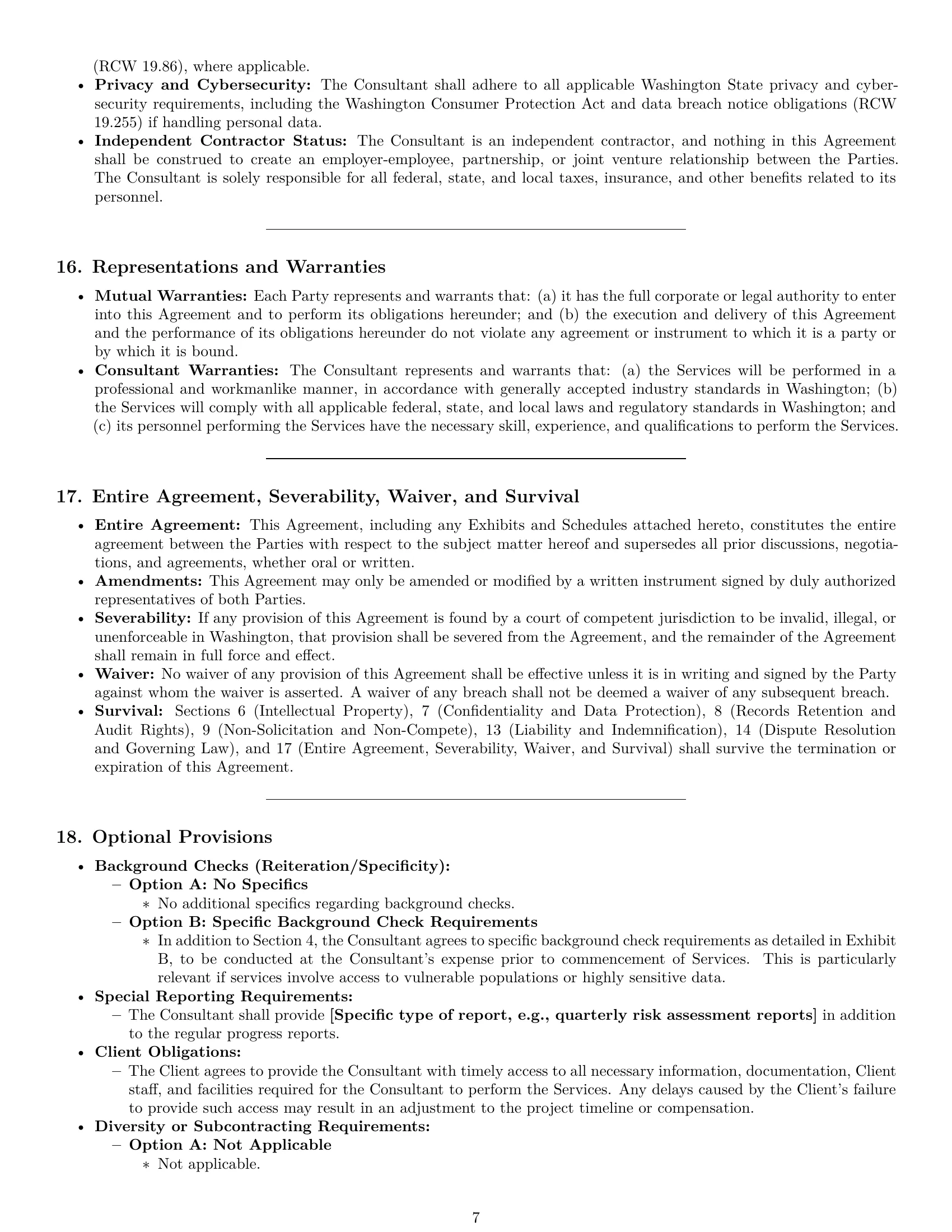 Preview page 7 of Pro Washington consulting service contract template