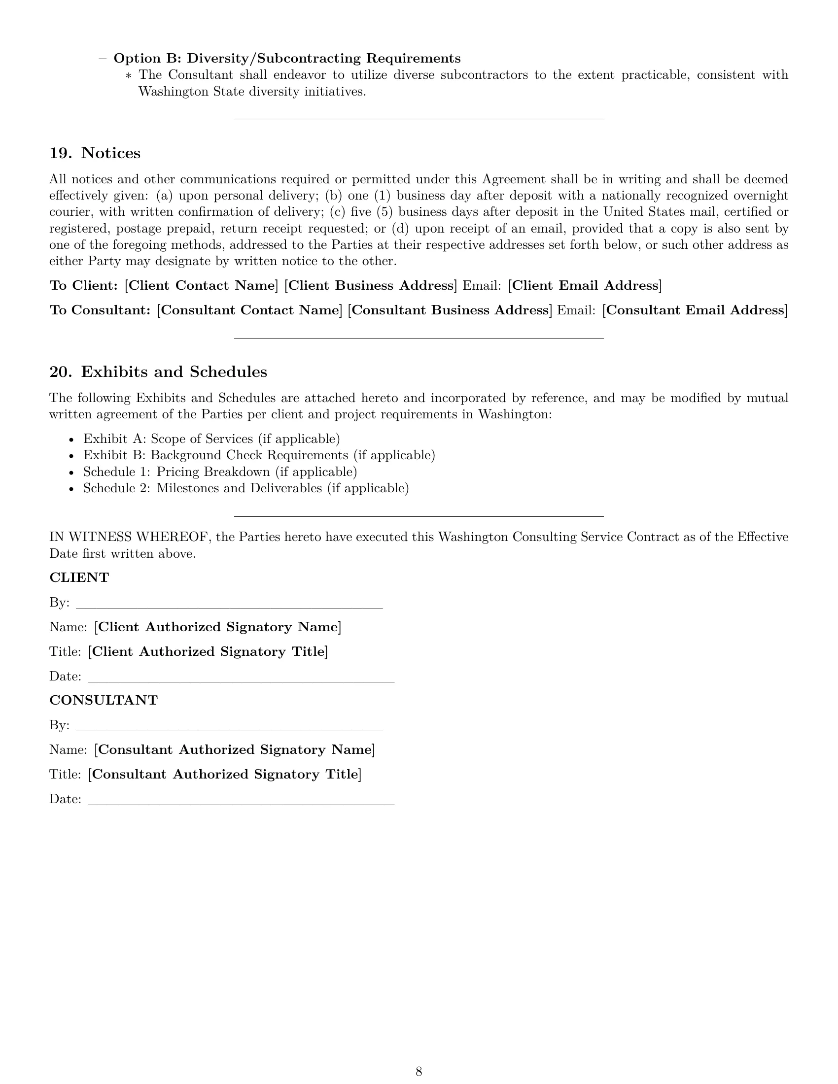 Preview page 8 of Pro Washington consulting service contract template