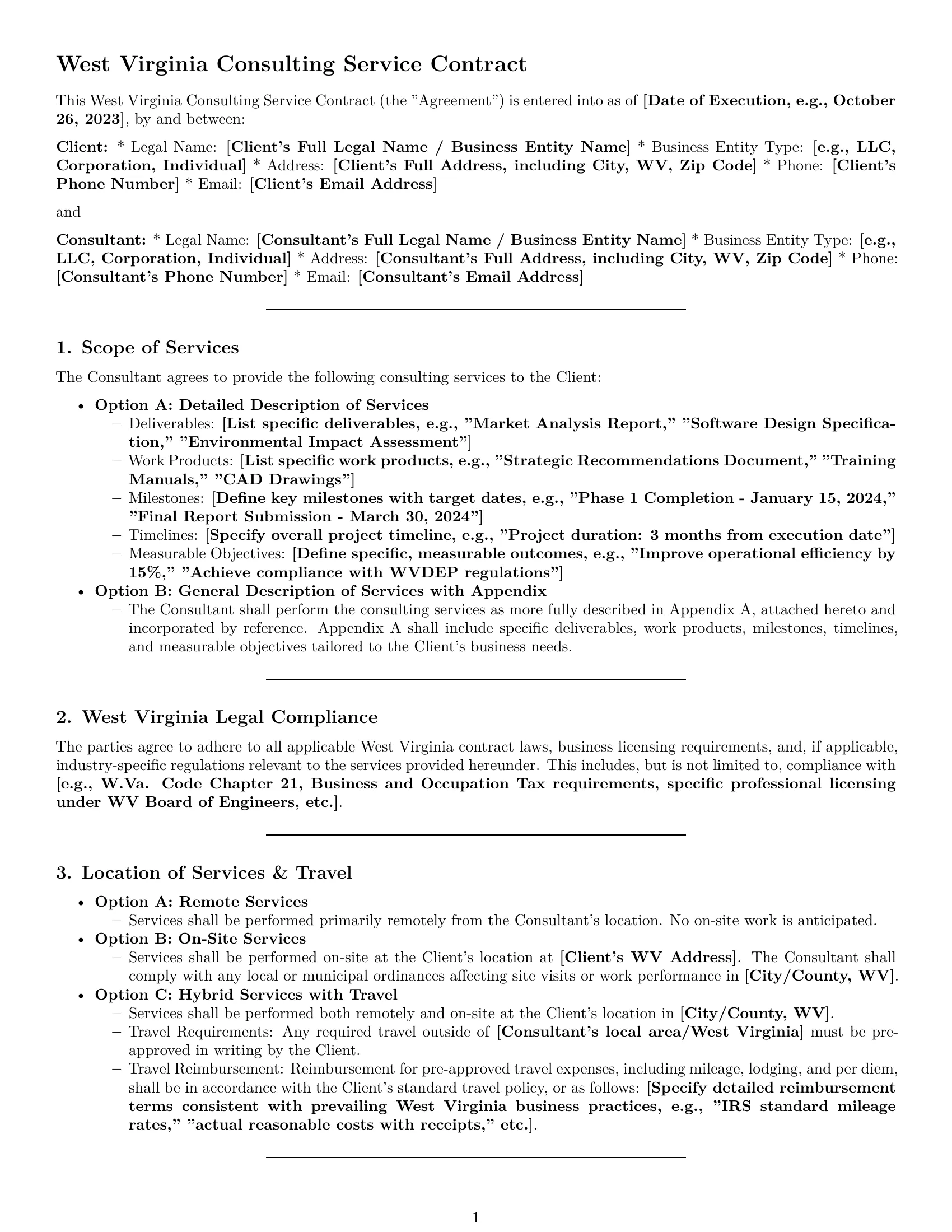 Preview page 1 of Pro West Virginia consulting service contract template