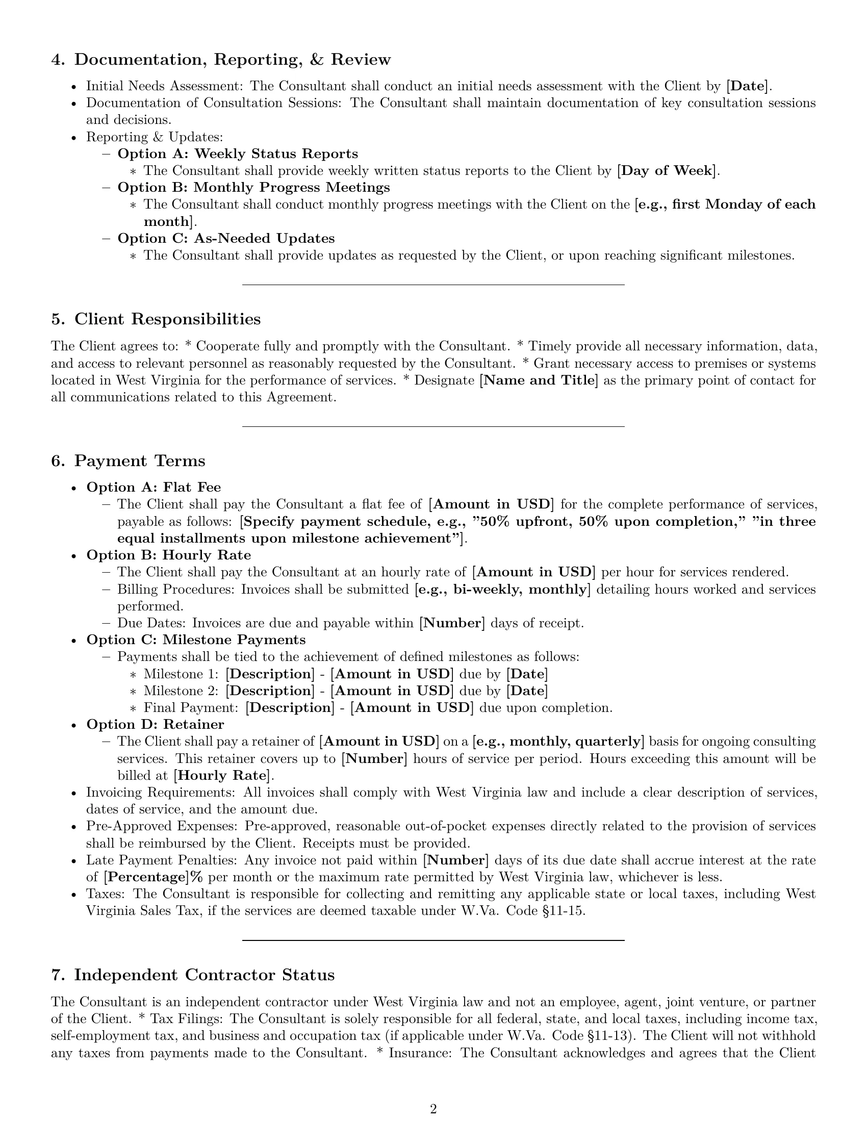 Preview page 2 of Pro West Virginia consulting service contract template