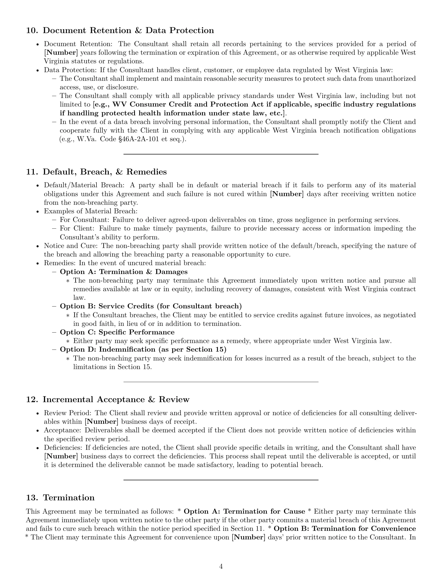 Preview page 4 of Pro West Virginia consulting service contract template