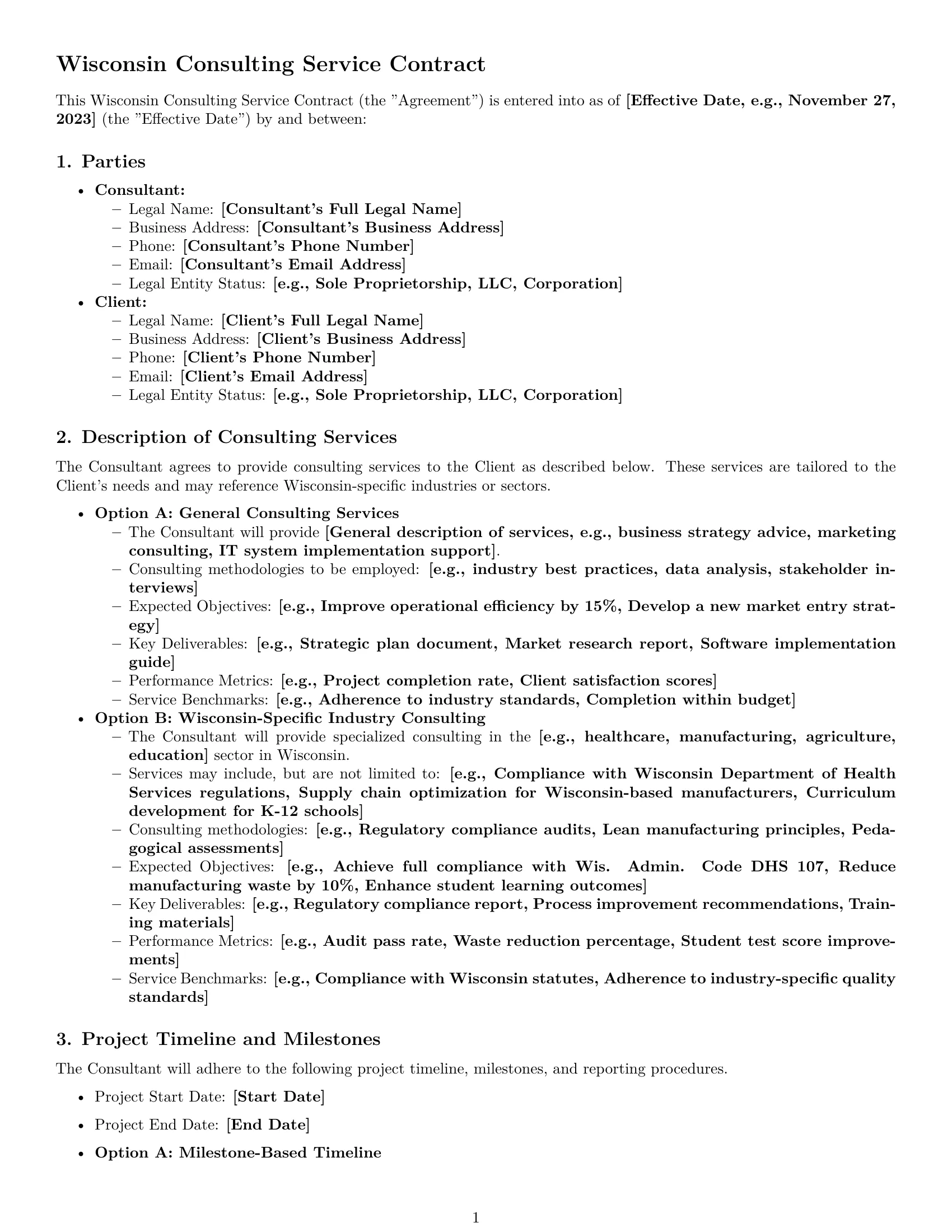Preview page 1 of Pro Wisconsin consulting service contract template