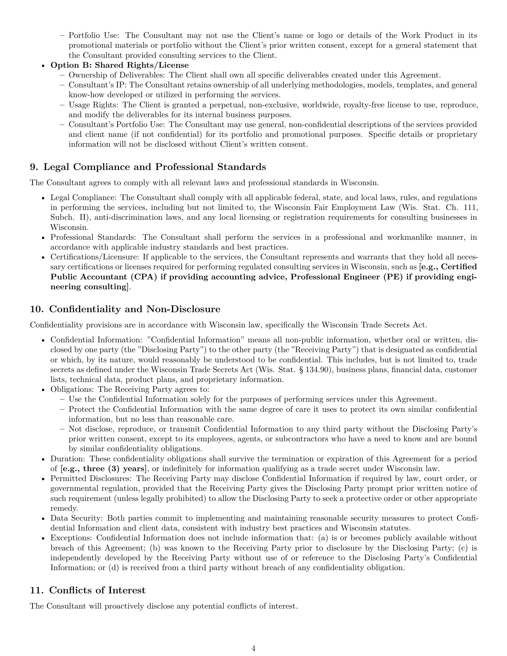 Preview page 4 of Pro Wisconsin consulting service contract template
