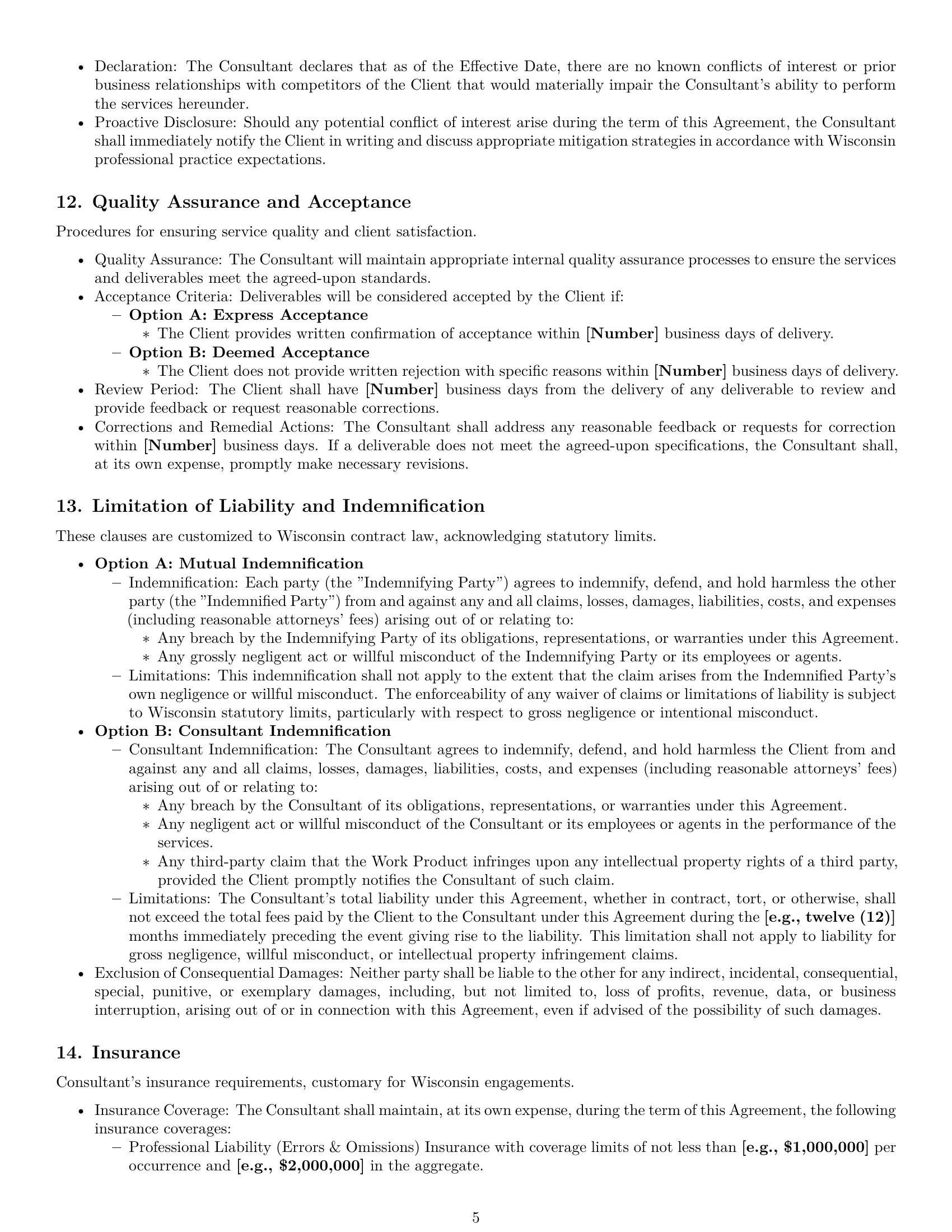Preview page 5 of Pro Wisconsin consulting service contract template