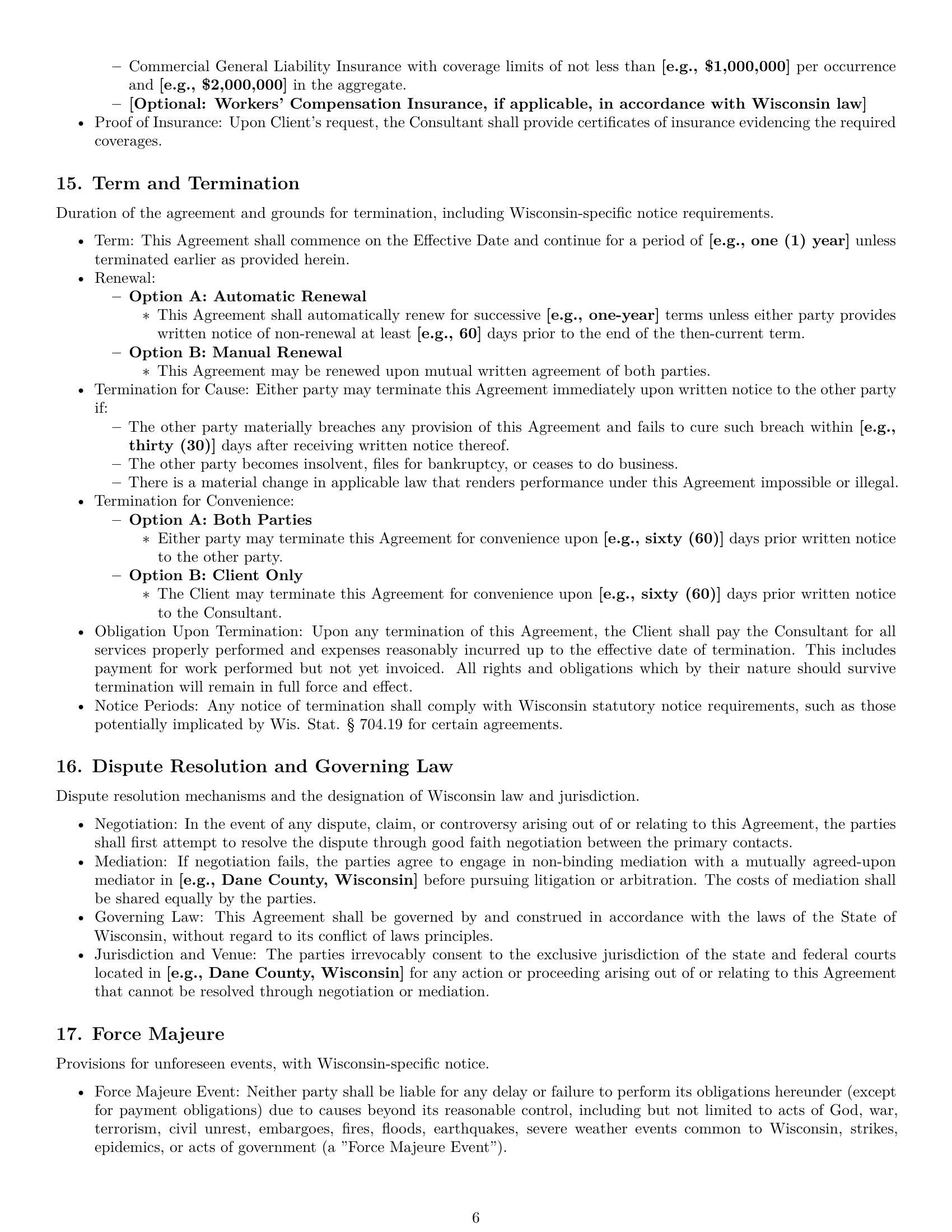 Preview page 6 of Pro Wisconsin consulting service contract template