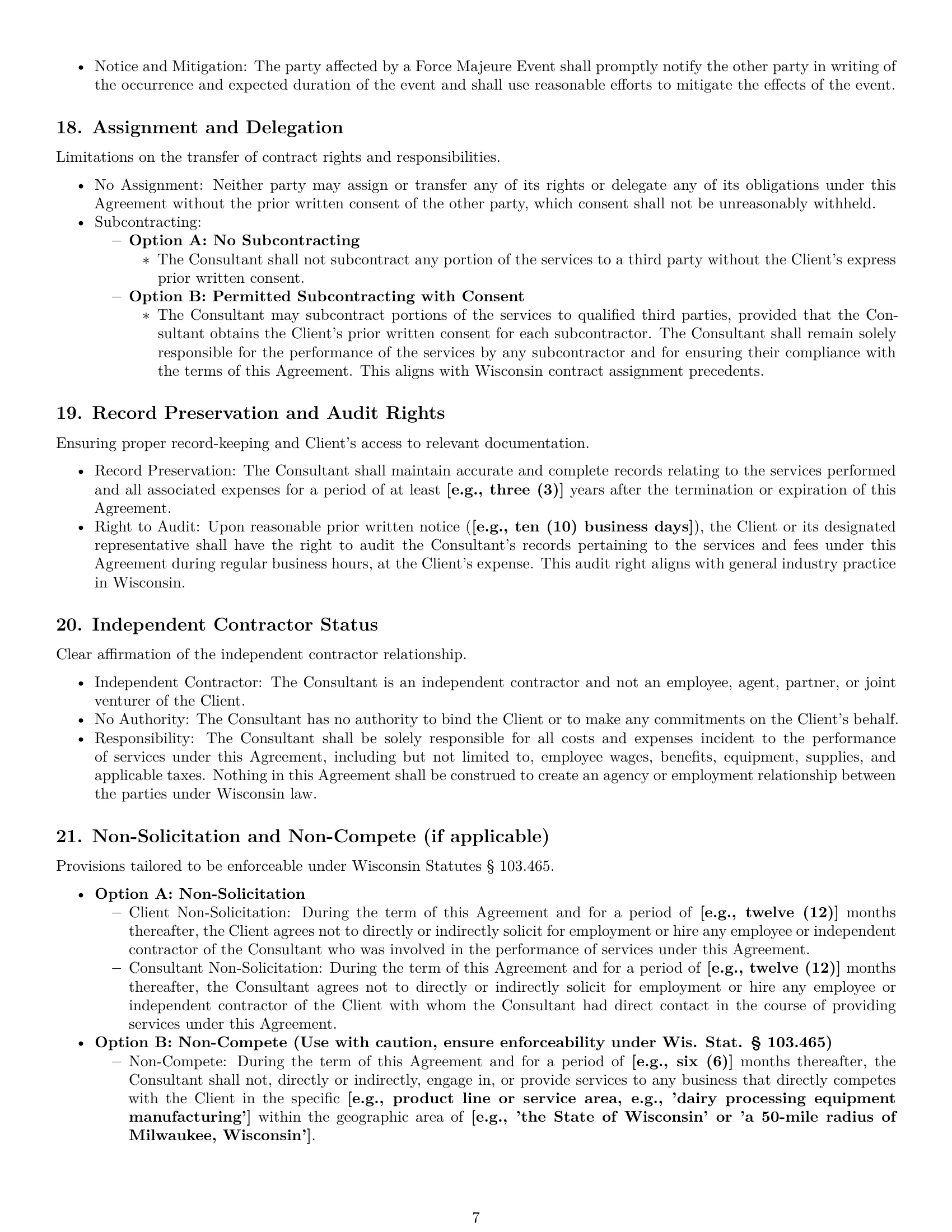 Preview page 7 of Pro Wisconsin consulting service contract template