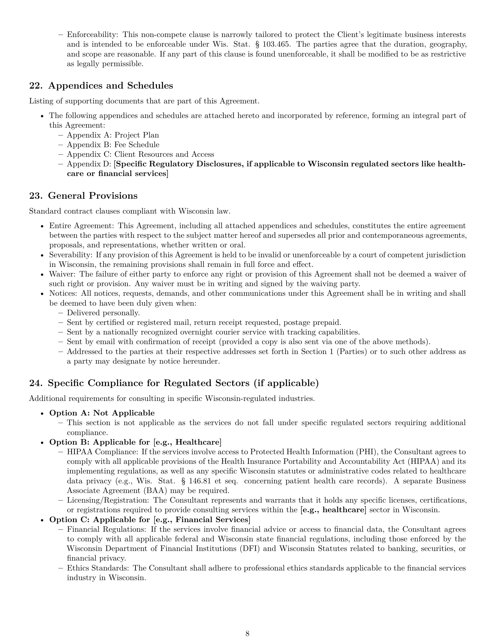 Preview page 8 of Pro Wisconsin consulting service contract template