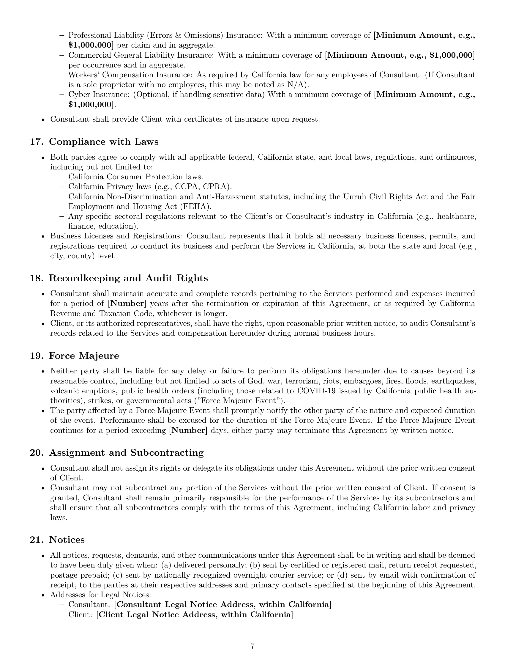Preview page 7 of Pro California consulting service contract template