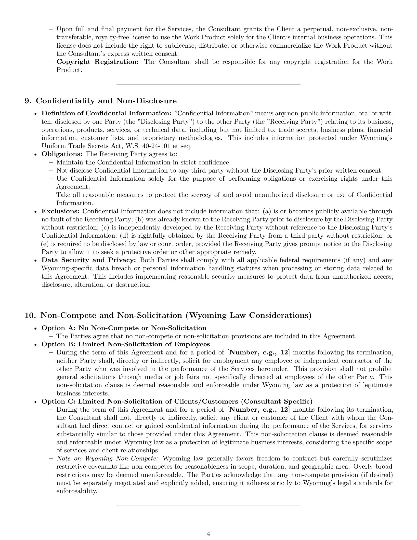 Preview page 4 of Pro Wyoming consulting service contract template