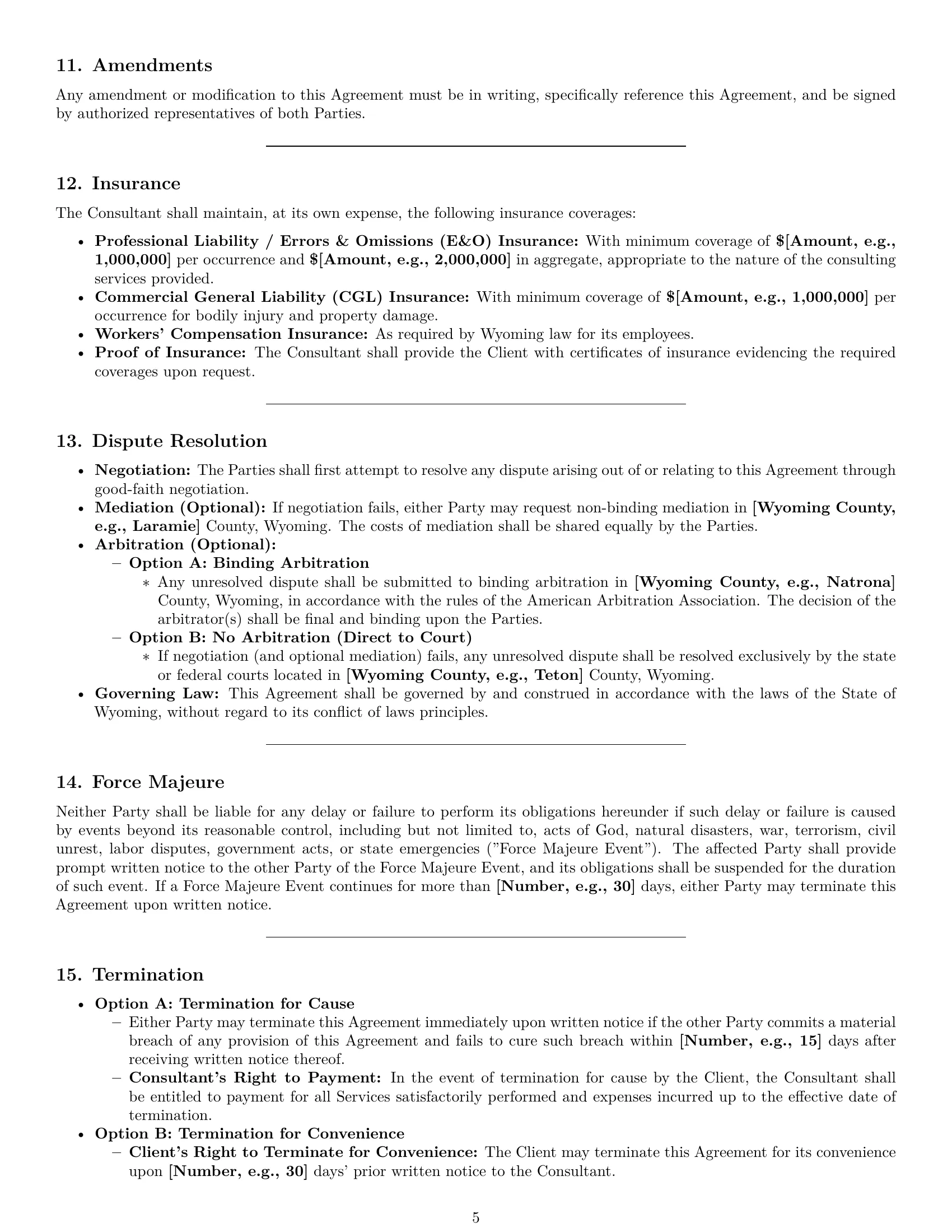 Preview page 5 of Pro Wyoming consulting service contract template