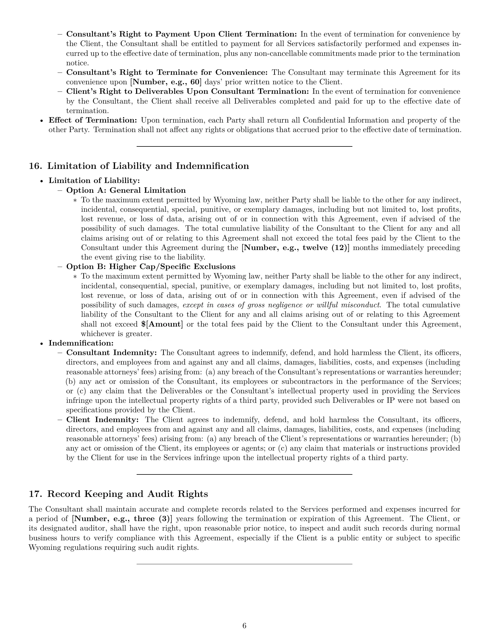Preview page 6 of Pro Wyoming consulting service contract template