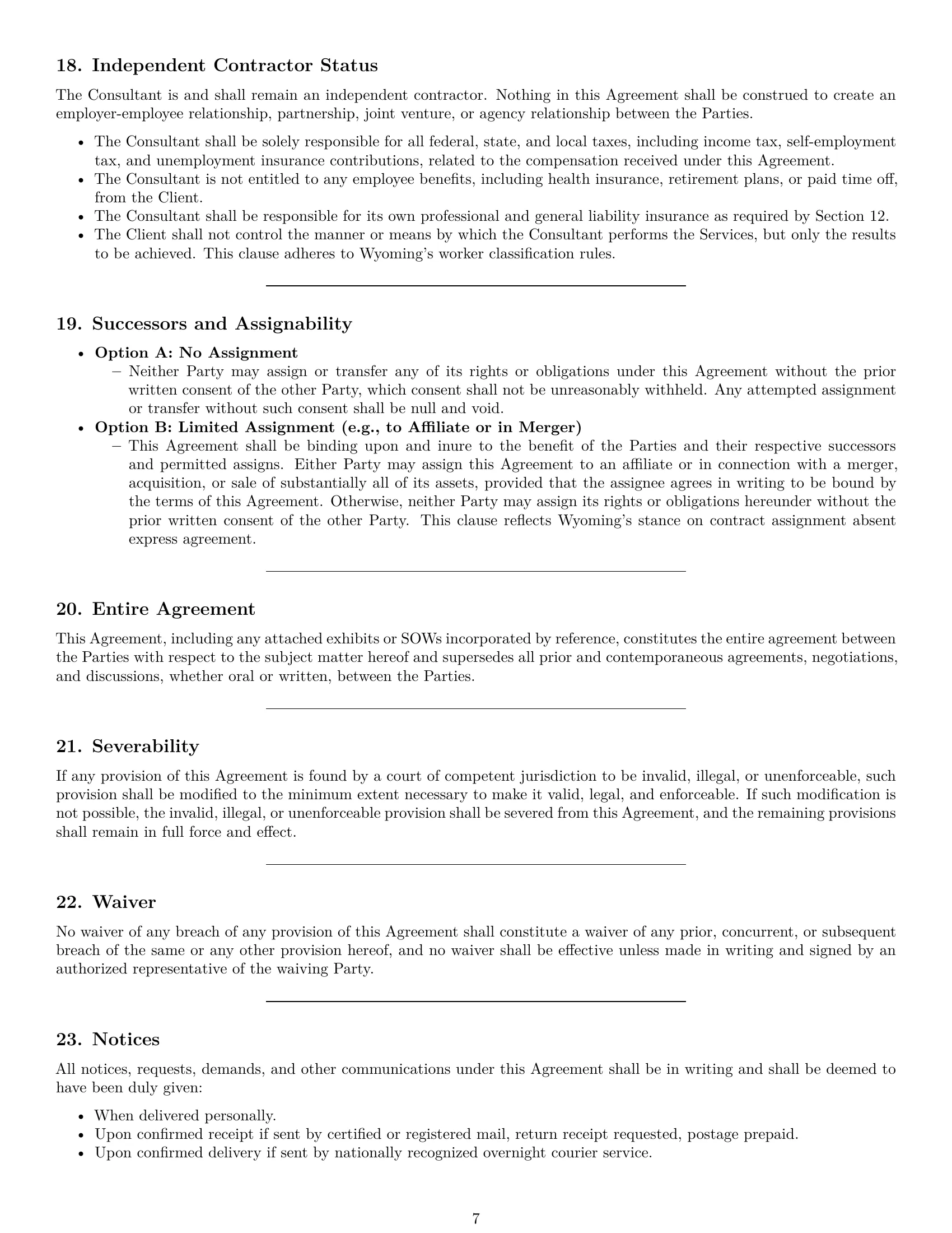 Preview page 7 of Pro Wyoming consulting service contract template